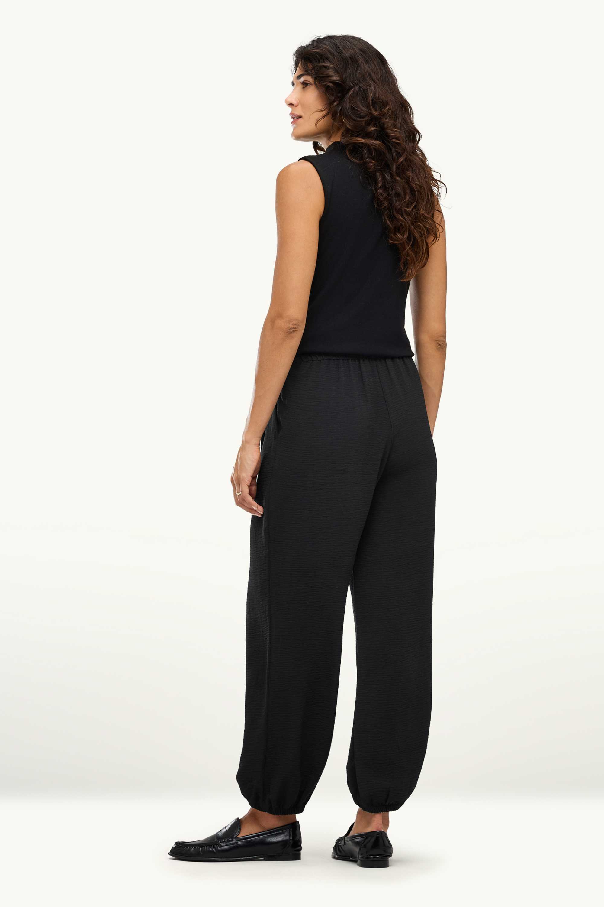 Harem trousers - mid-rise waist - balloon leg black