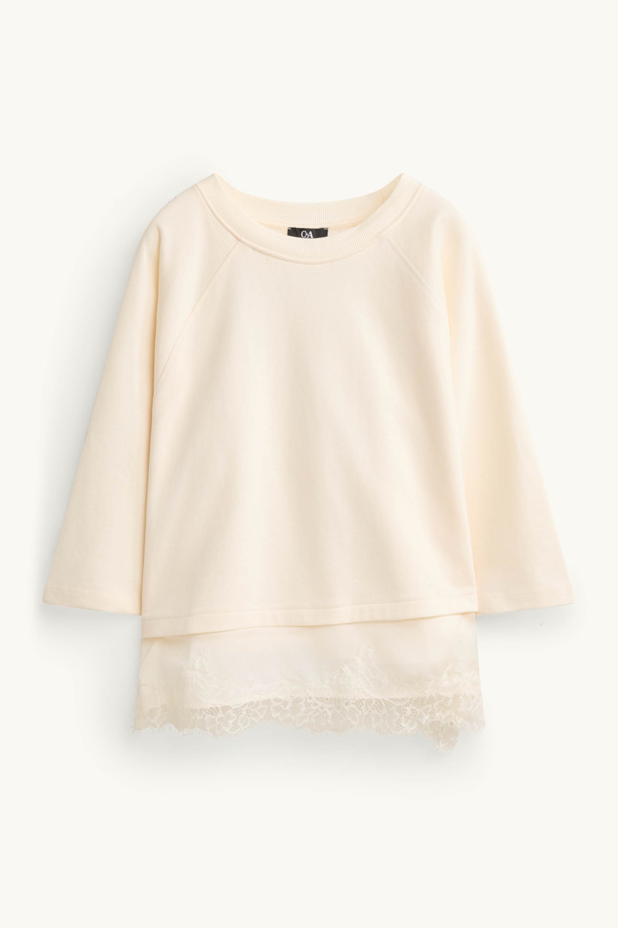 Sweatshirt - 2-in-1 look creme