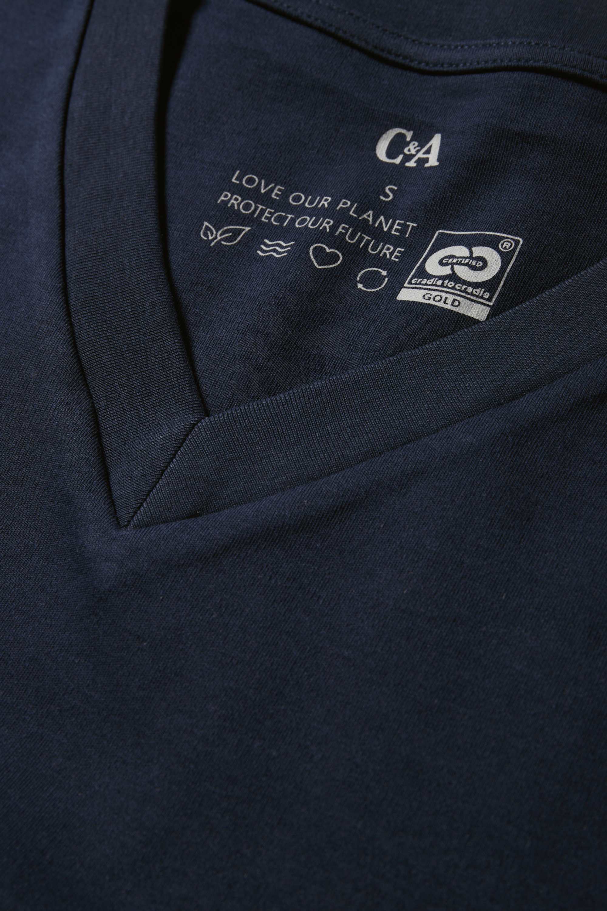 V-neck T-shirt - slim fit dark blue