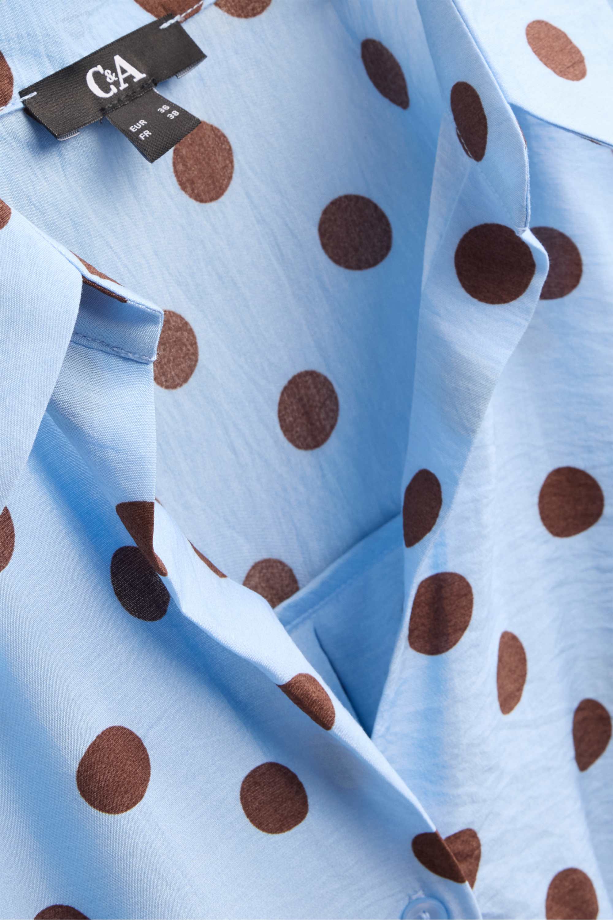 Shirt blouse with knot detail - polka dot blue