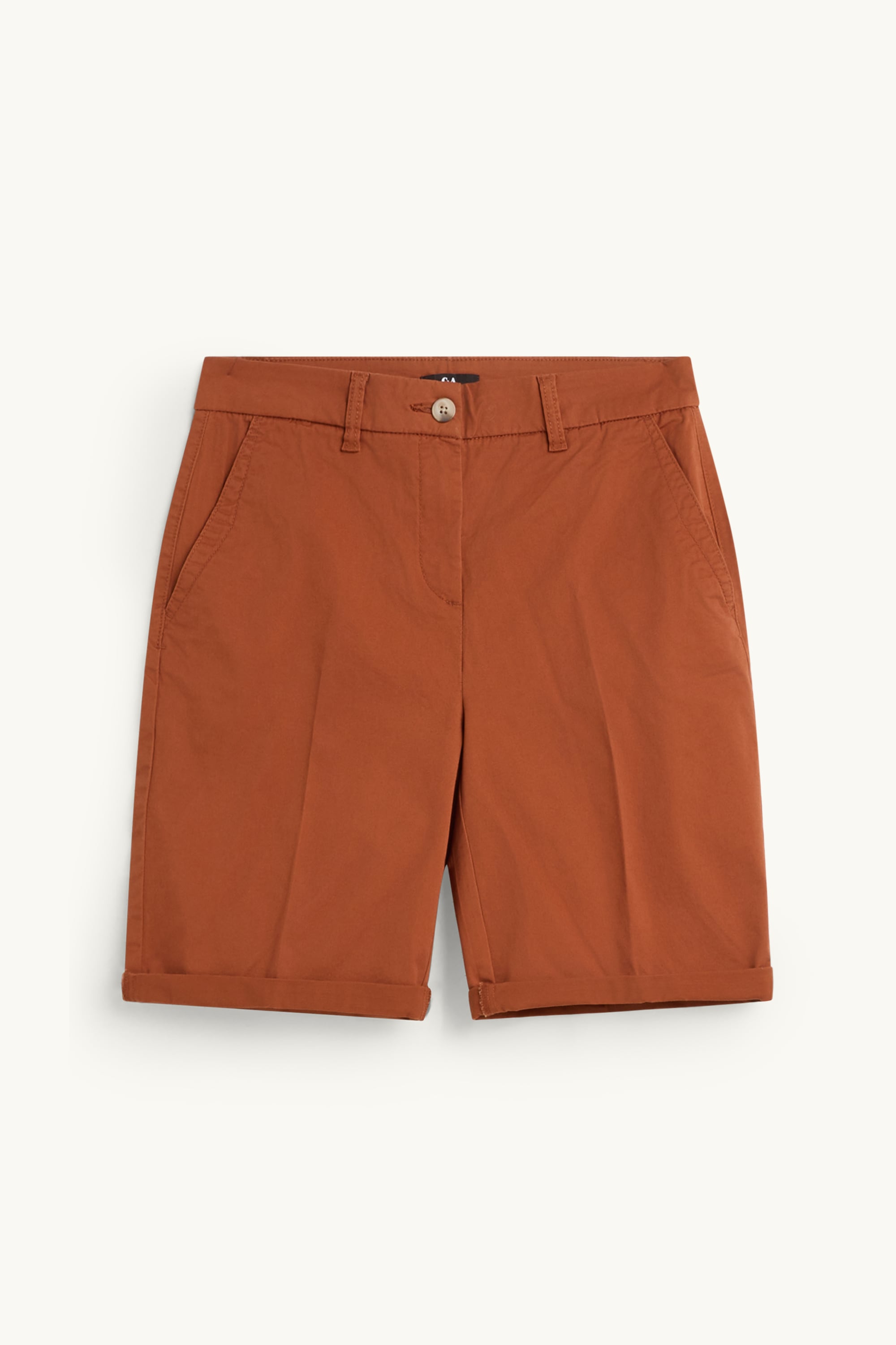 Basic Bermuda shorts - mid-rise waist brown