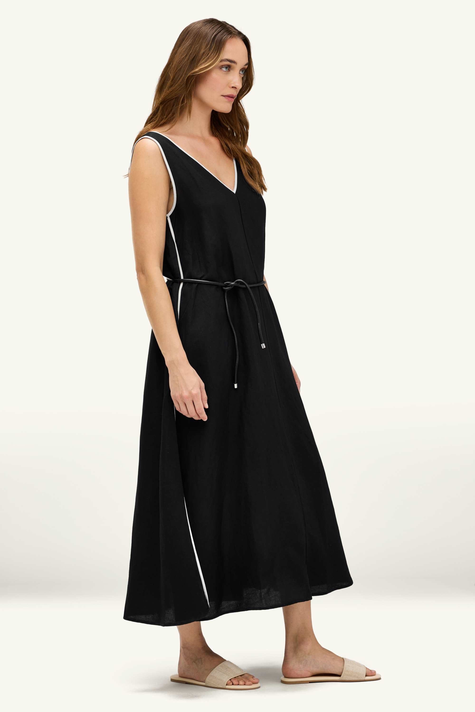 V-neck A-line dress black