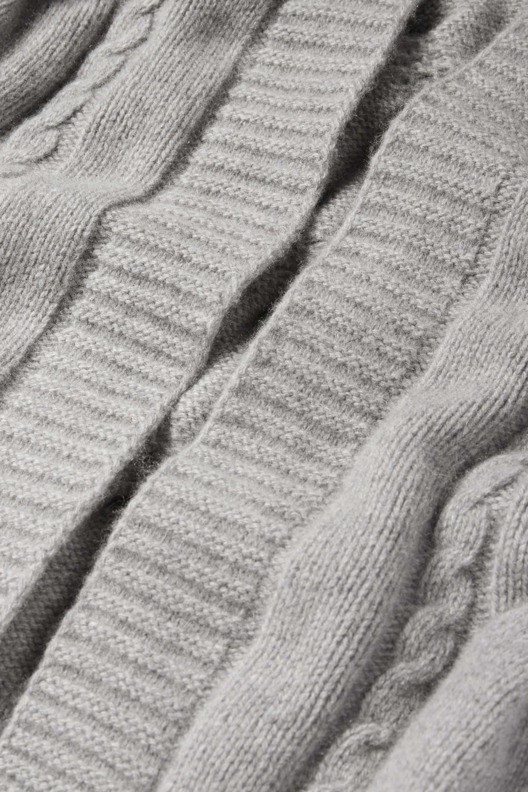 Cashmere cardigan - cable knit pattern gray