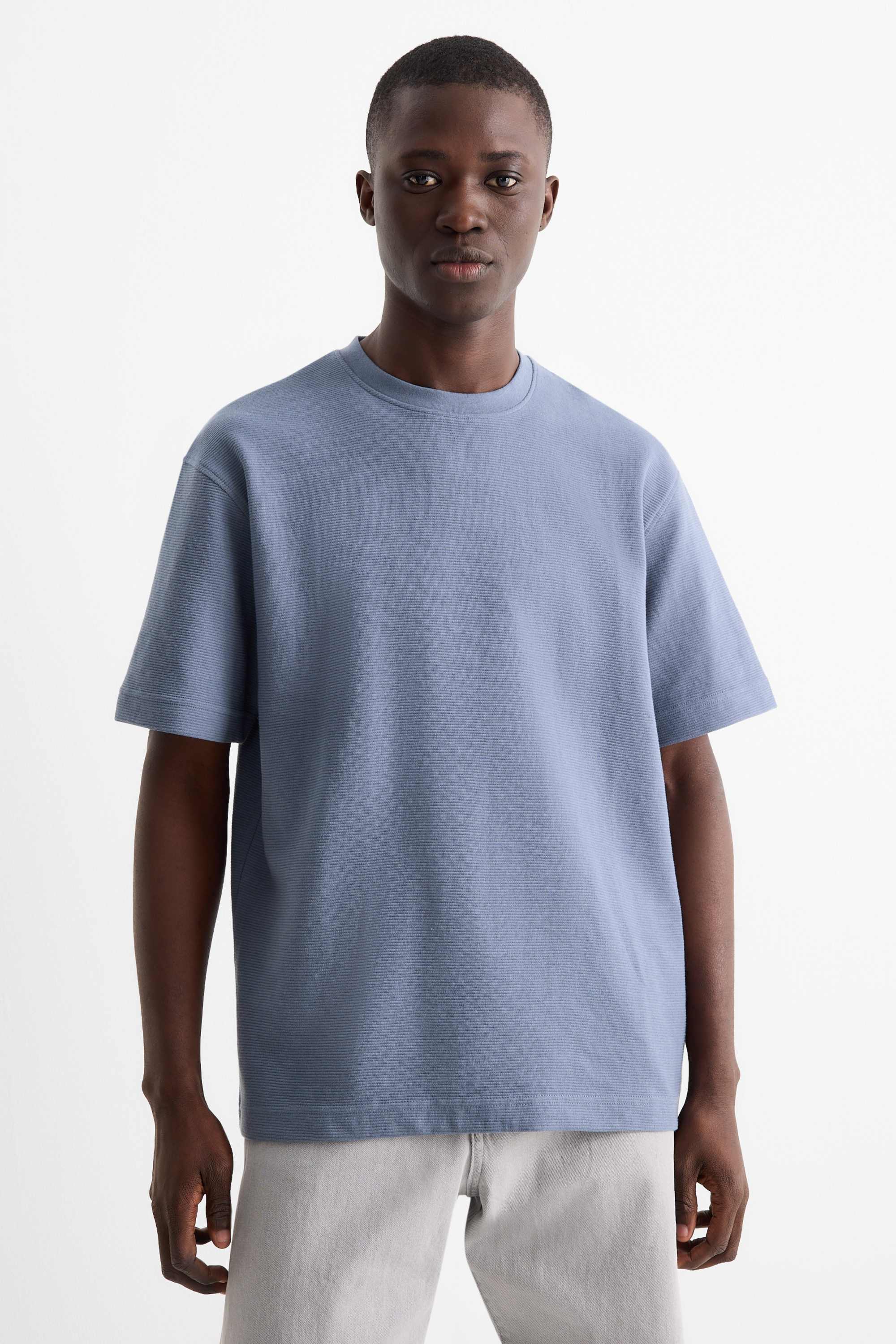 T-shirt - relaxed fit - ribbed dark blue