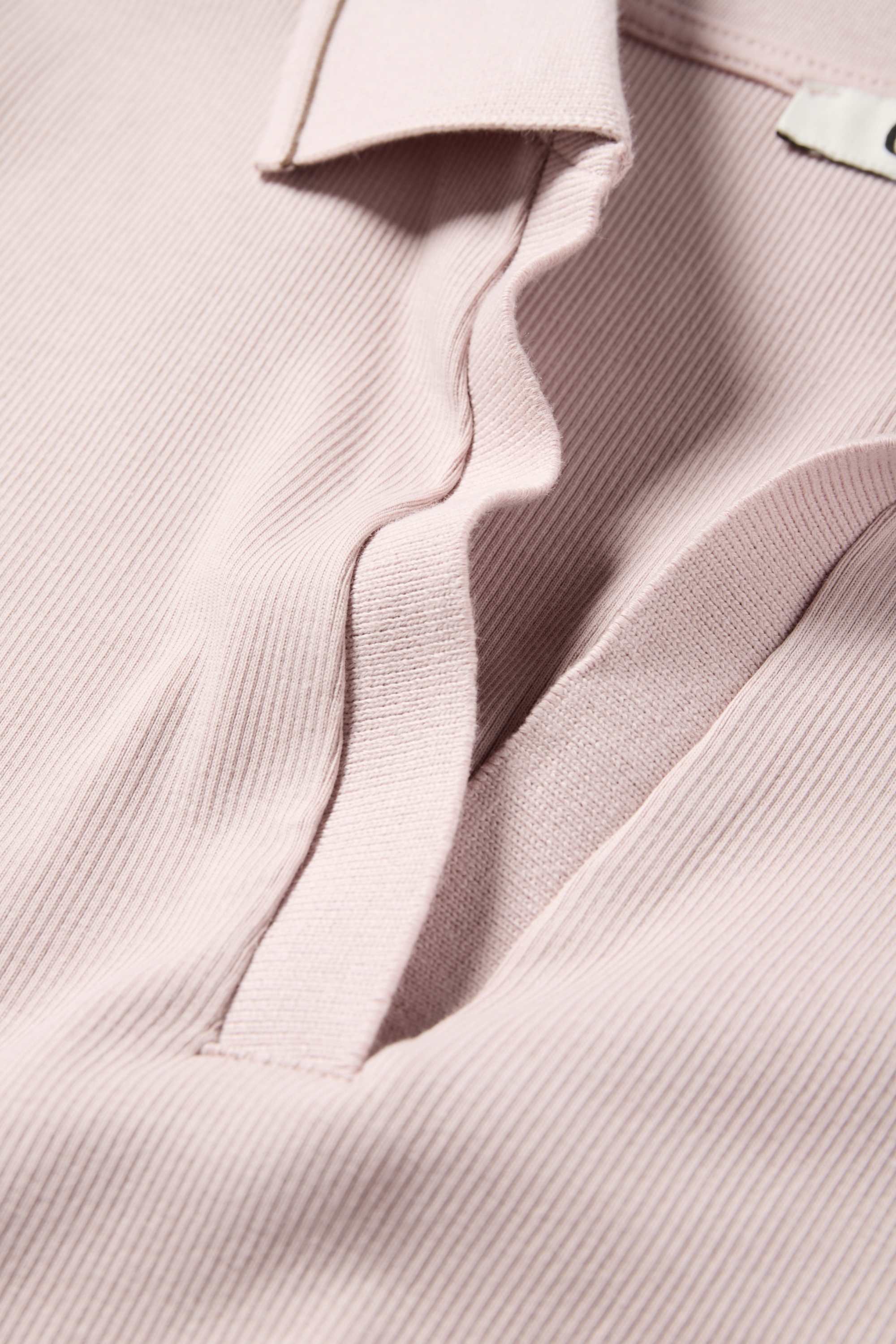 Cropped polo shirt - slim fit - ribbed rose