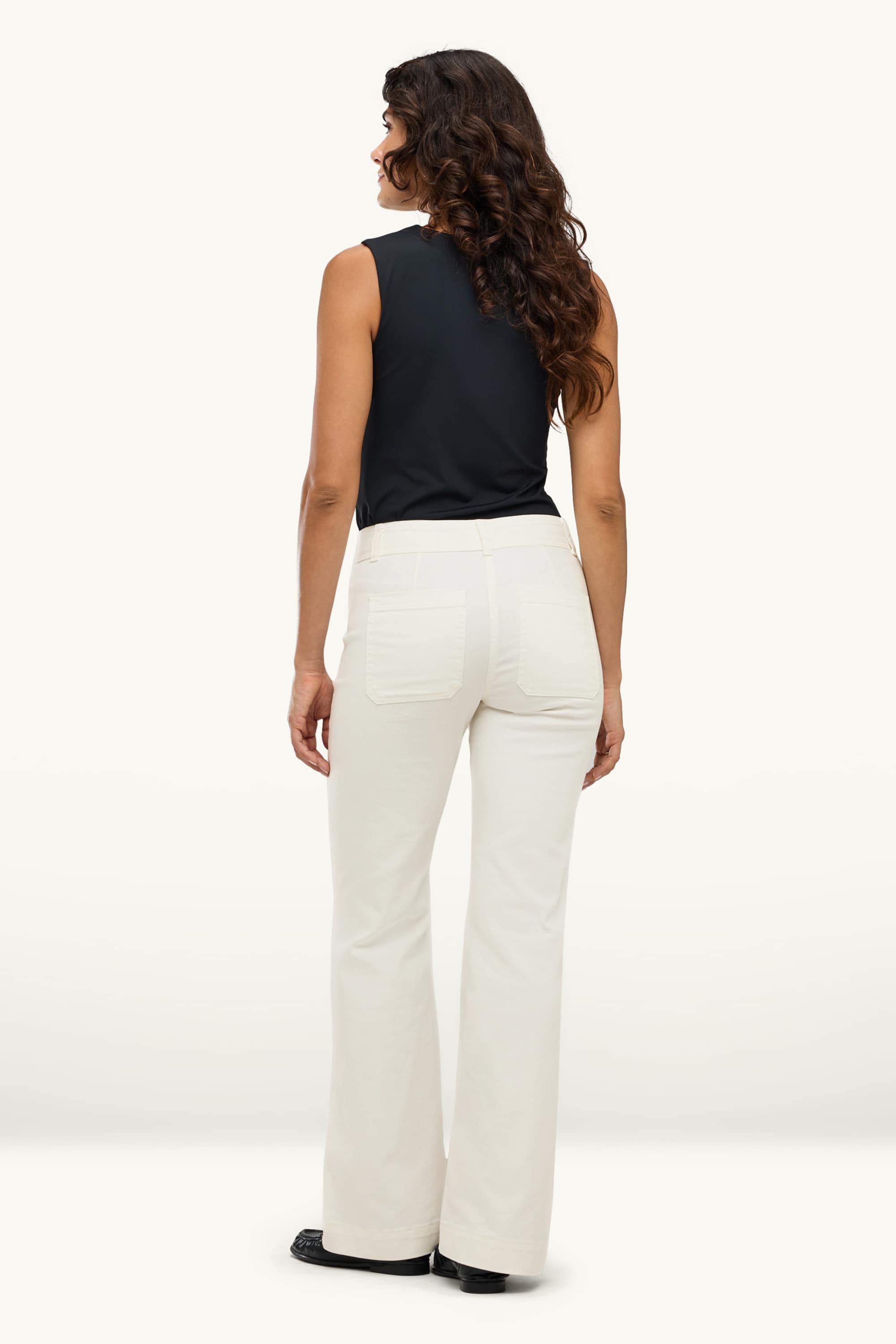 Flared jeans - mid-rise waist white