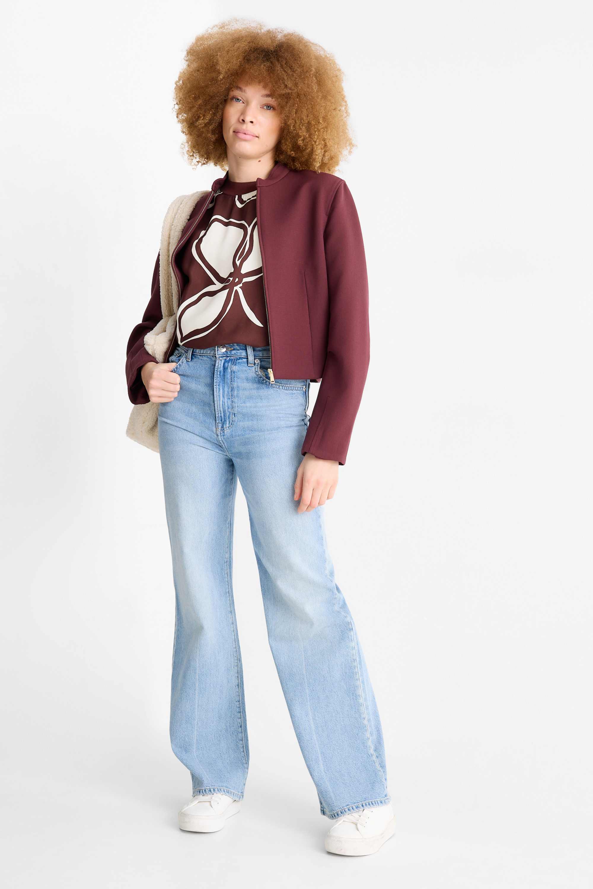 T-shirt - relaxed fit - floral brown / beige