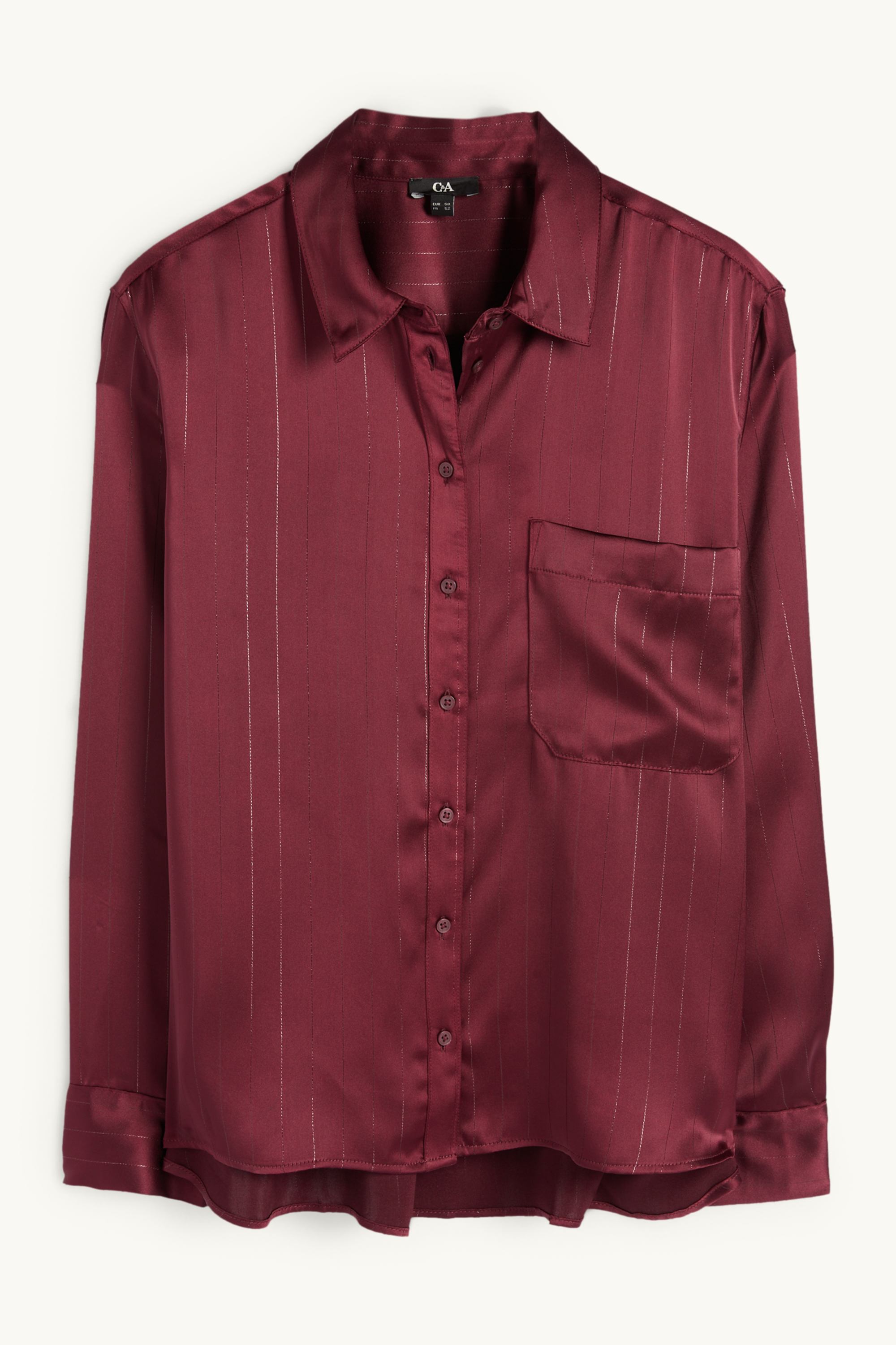 Satin blouse - pinstripes bordeaux