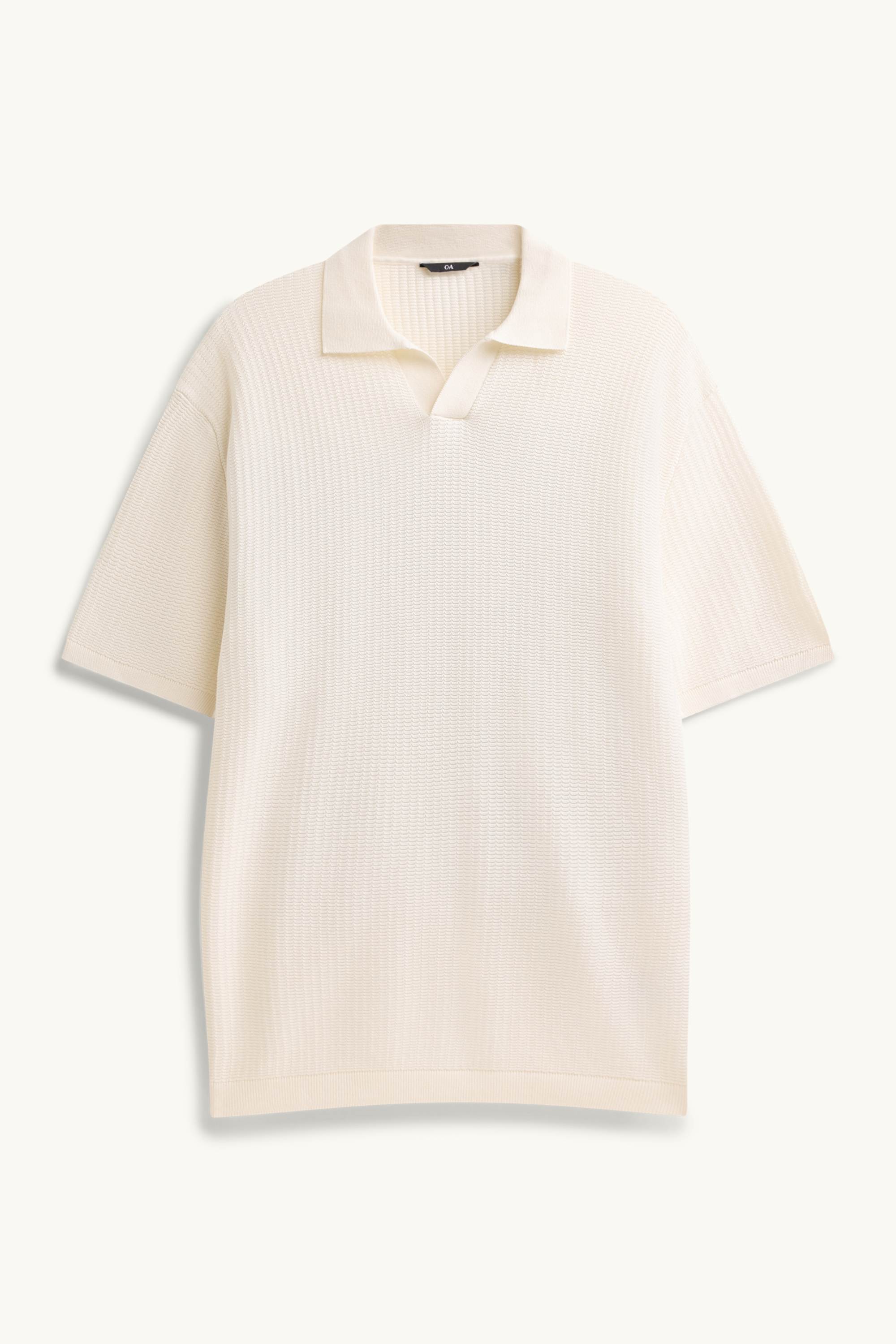 Knitted polo shirt - relaxed fit - textured cremewhite