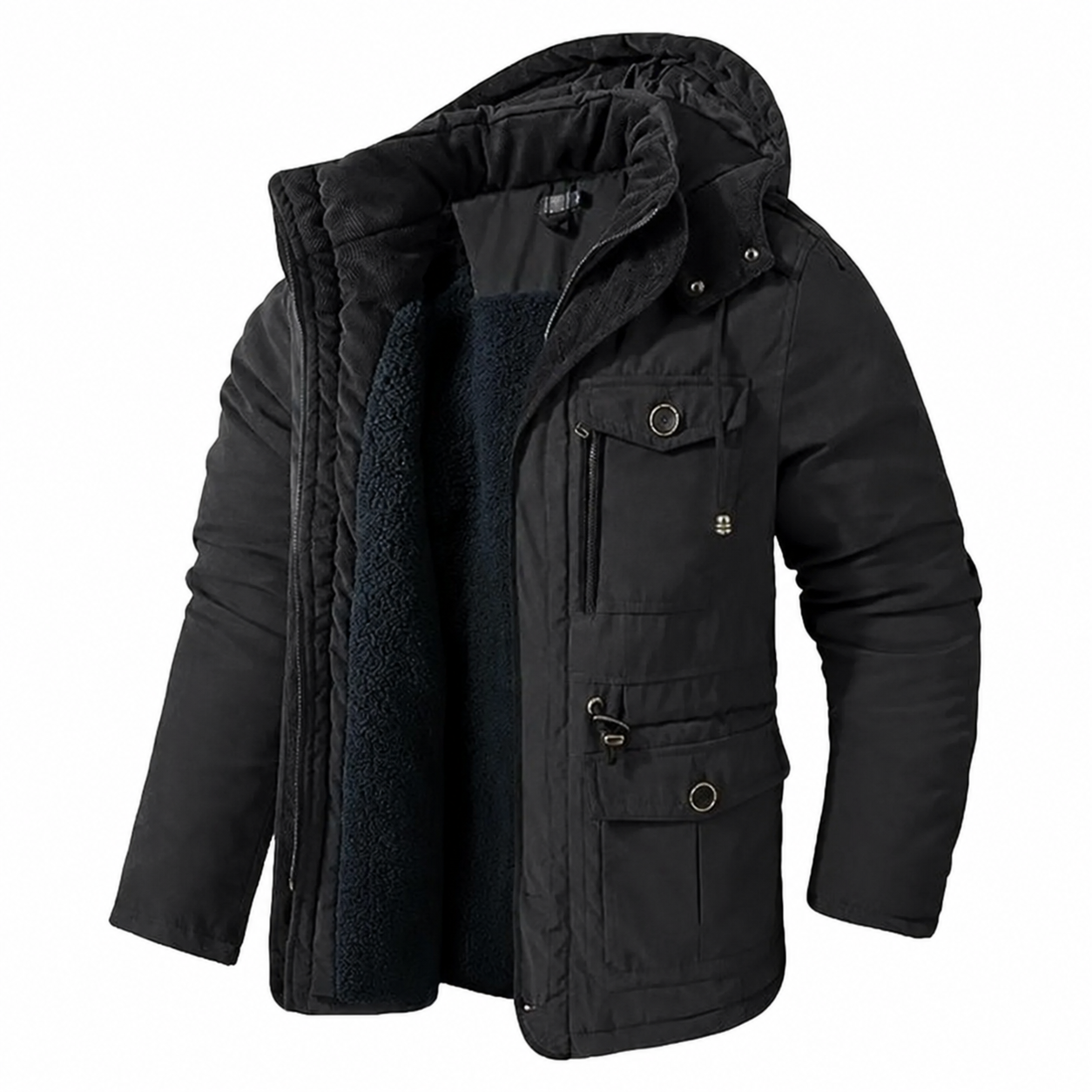 Parka Invernale da Uomo con Cappuccio, Antivento e Foderato in Pile