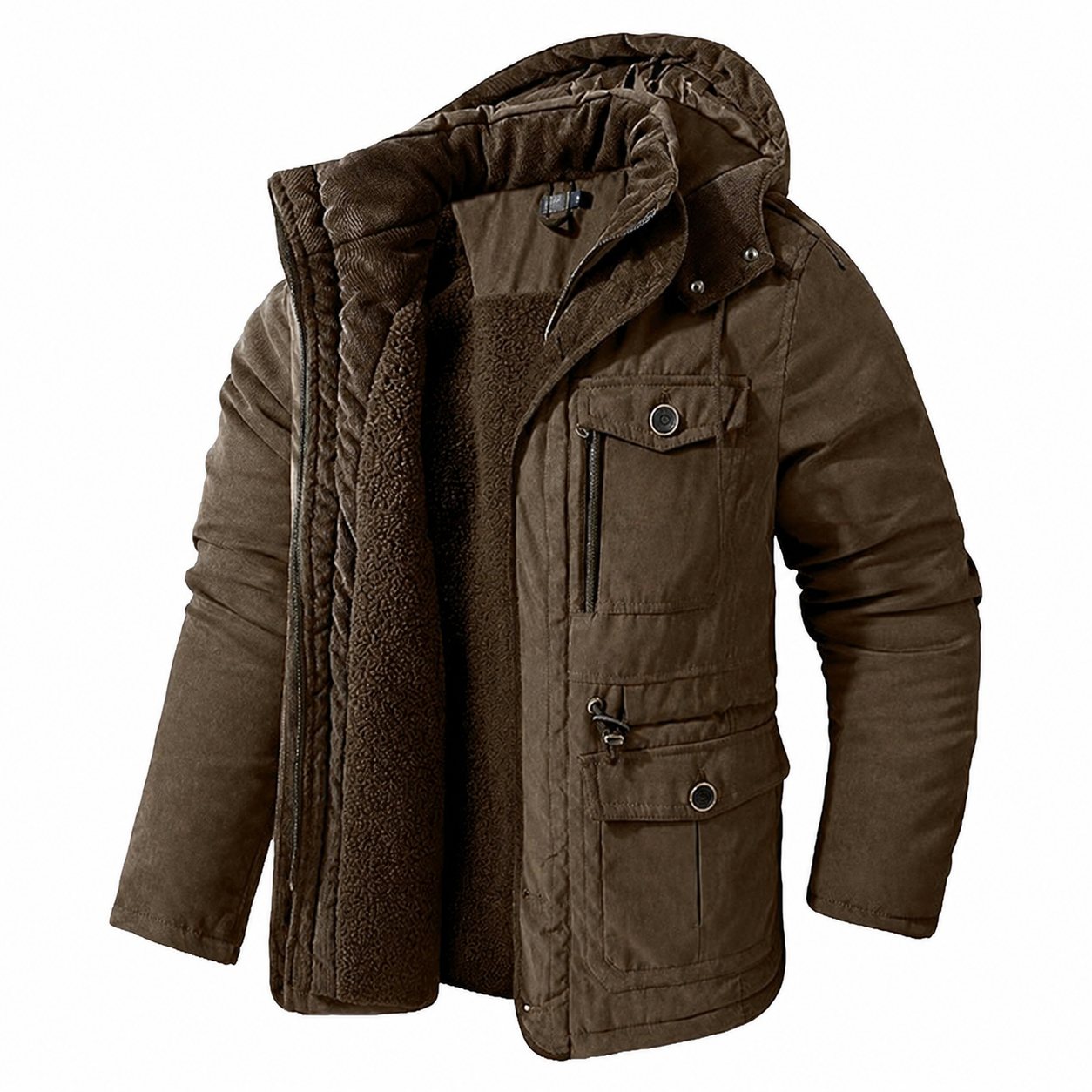 Parka Invernale da Uomo con Cappuccio, Antivento e Foderato in Pile