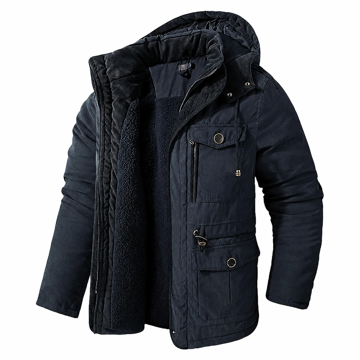 Parka Invernale da Uomo con Cappuccio, Antivento e Foderato in Pile