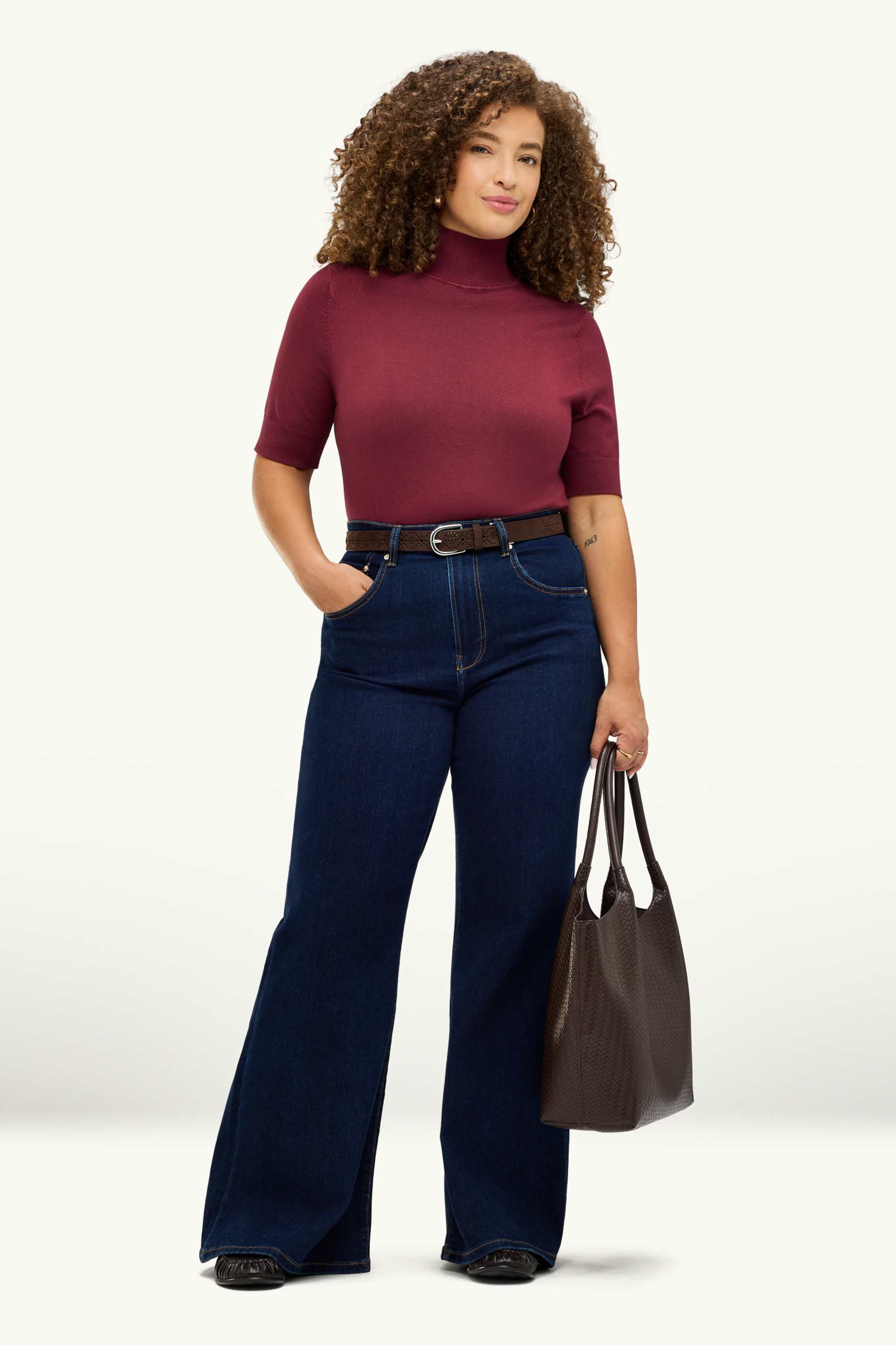 Knitted jumper - short sleeve bordeaux