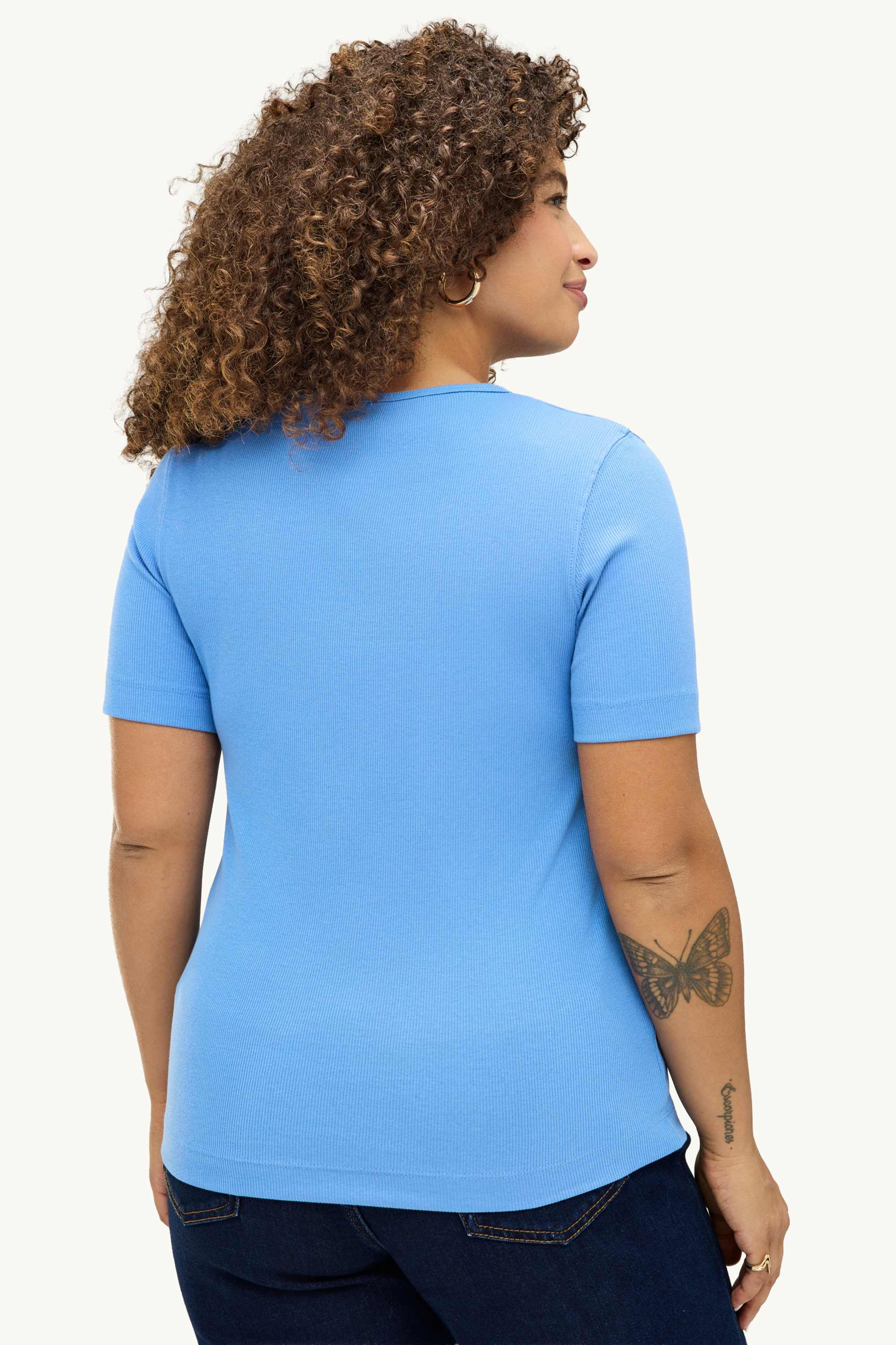 T-shirt - slim fit - ribbed blue