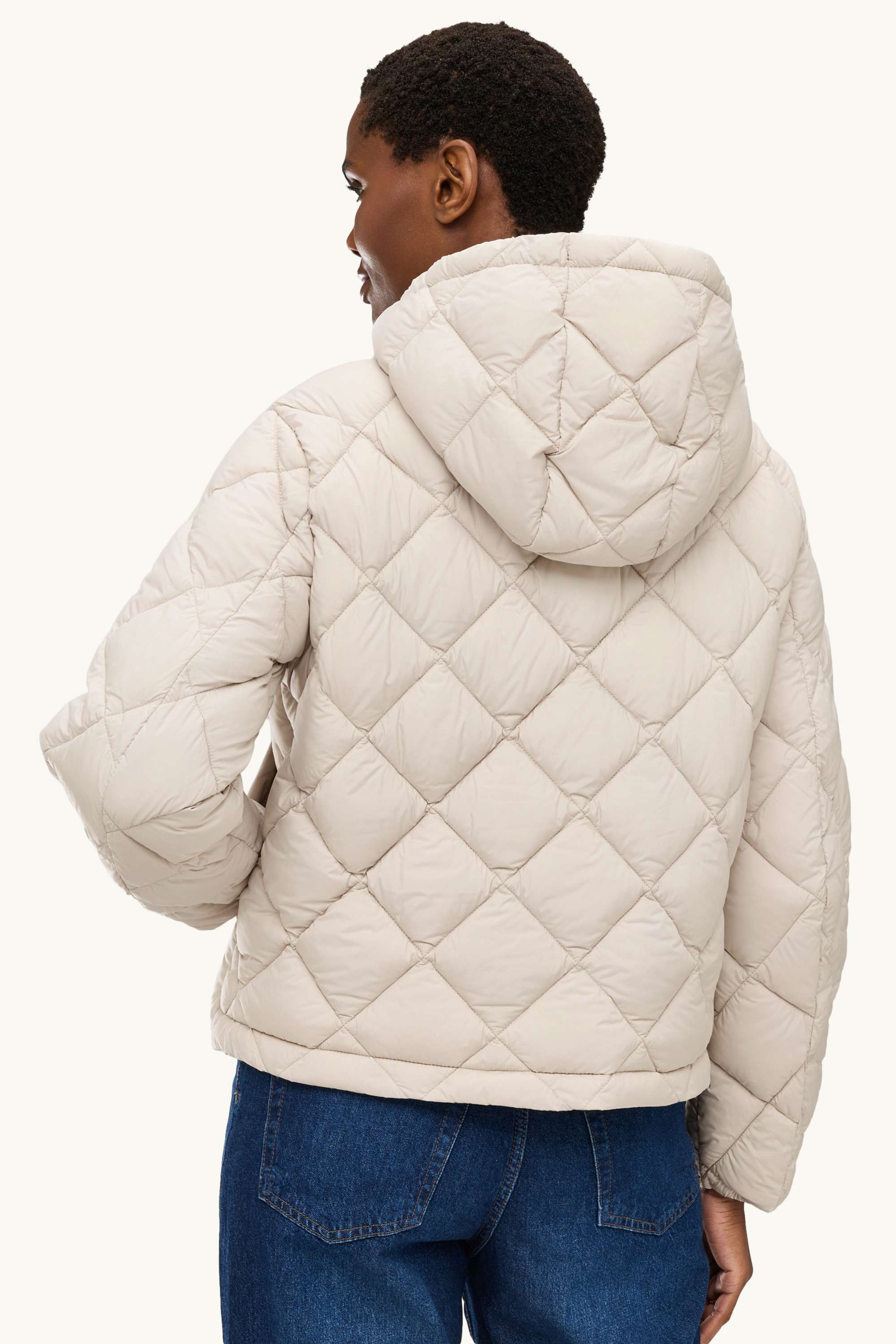 Quilted jacket with hood - water-repellent cremewhite