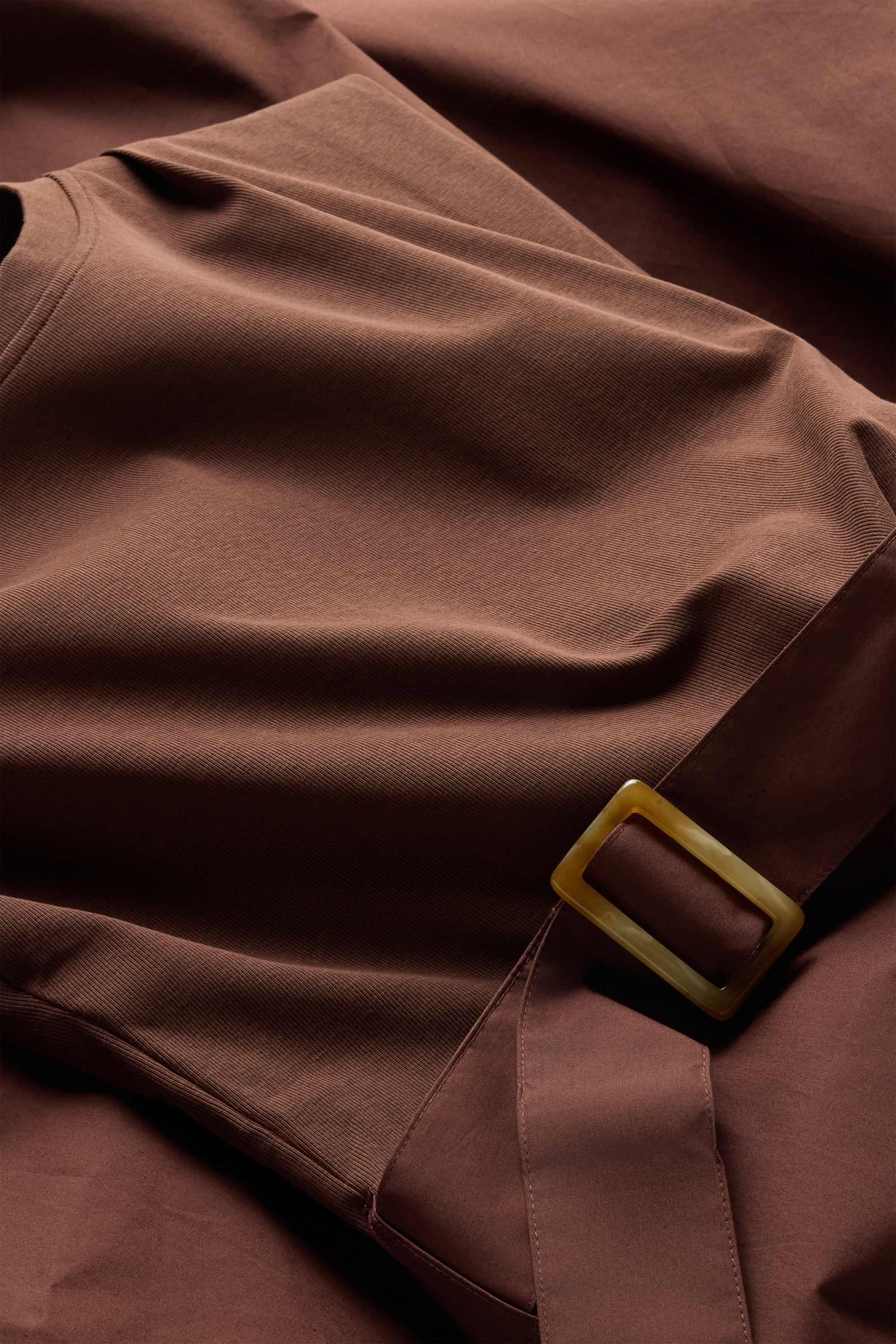 Fit & flare dress with belt dark brown