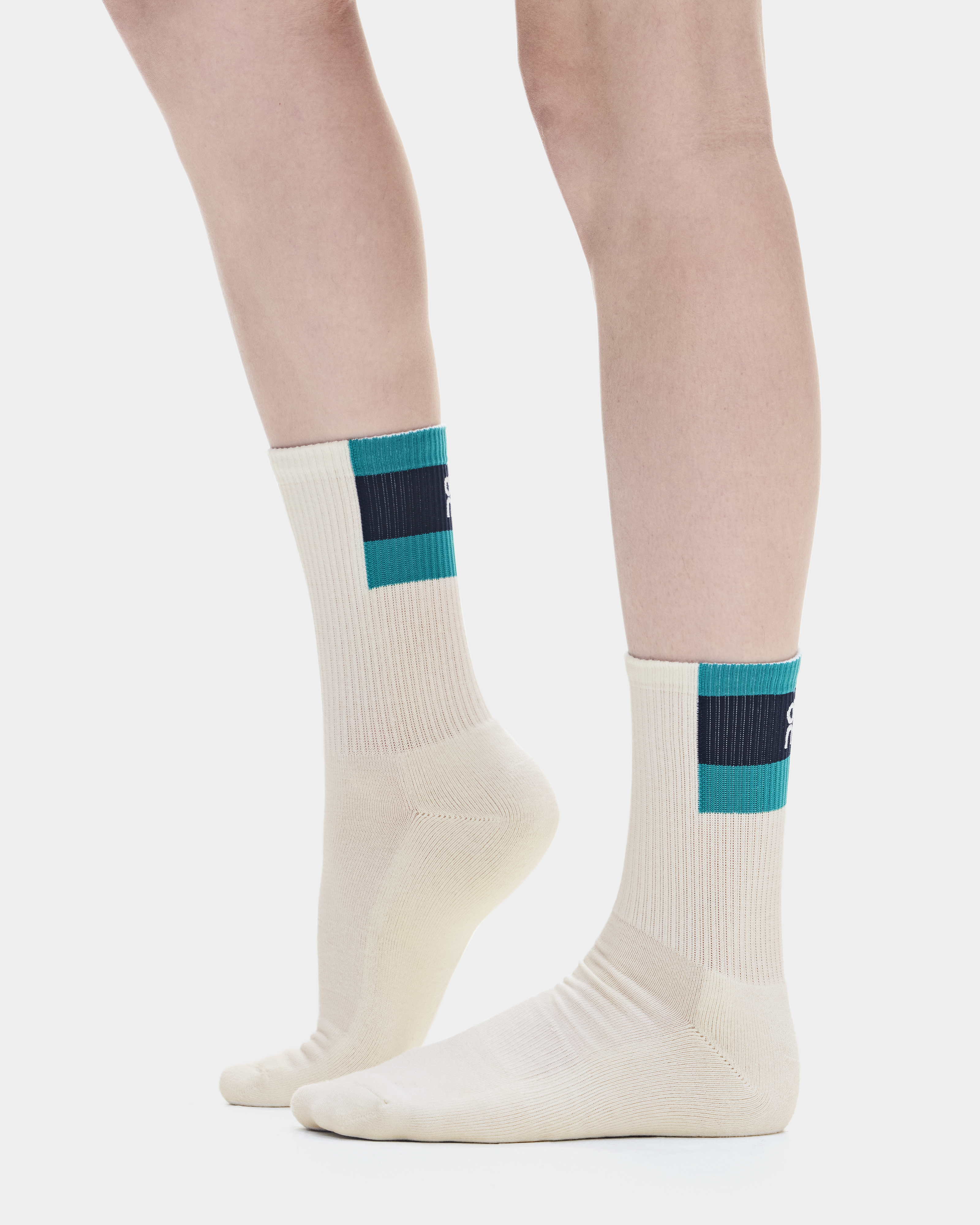Courtside Sock High 2P - Ivory | Midnight
