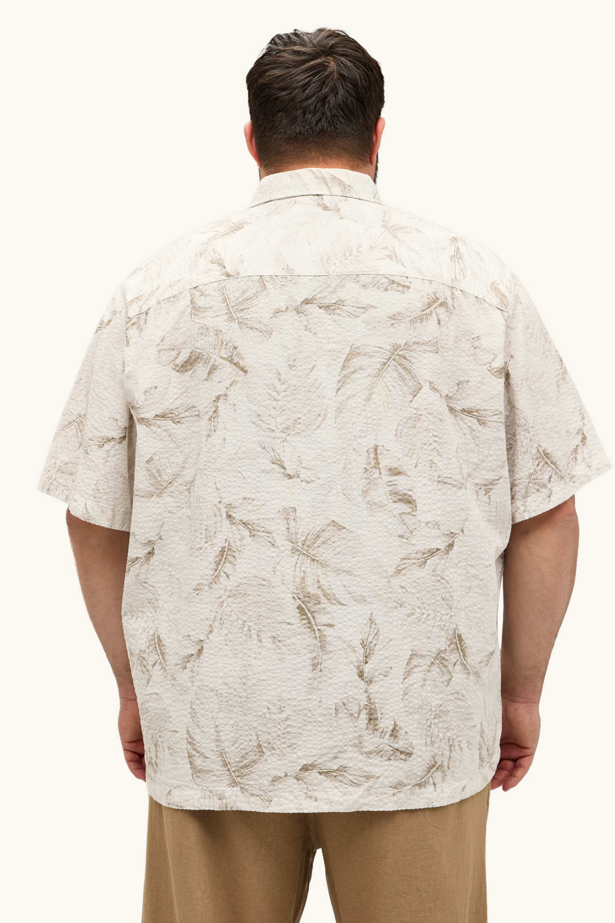 Shirt - regular fit - textured - patterned beige
