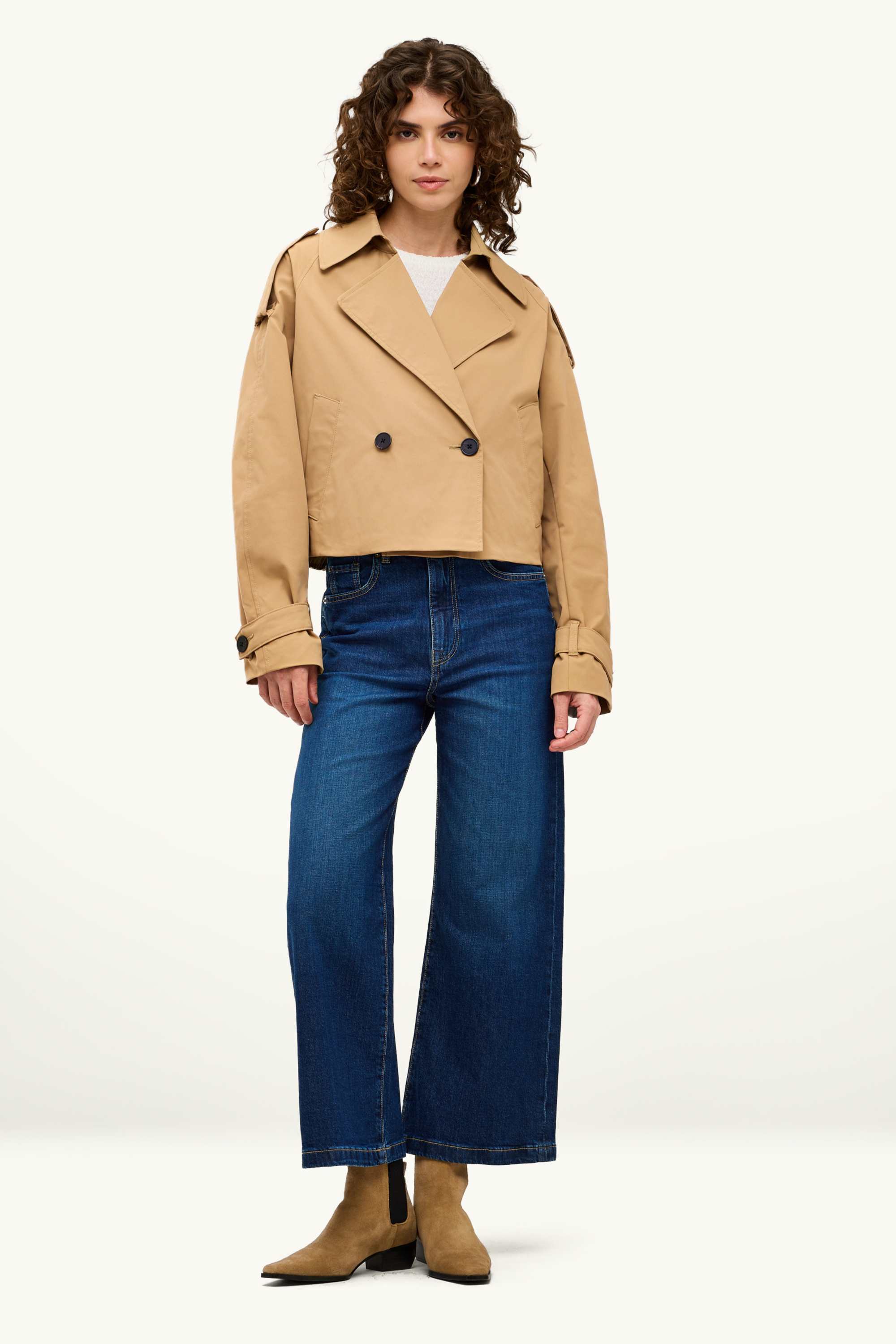Cropped trench coat beige