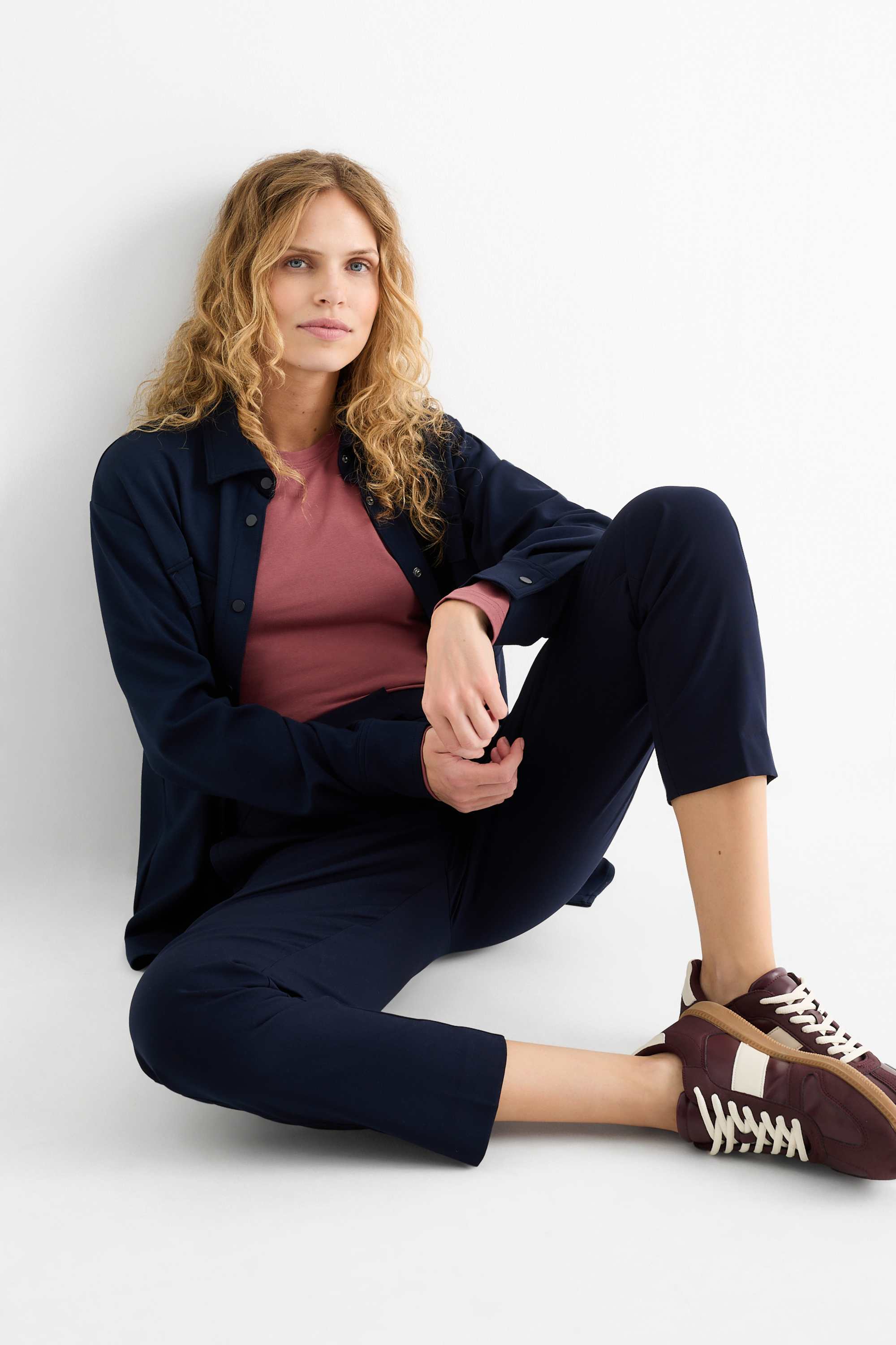 Long sleeve top - slim fit bordeaux