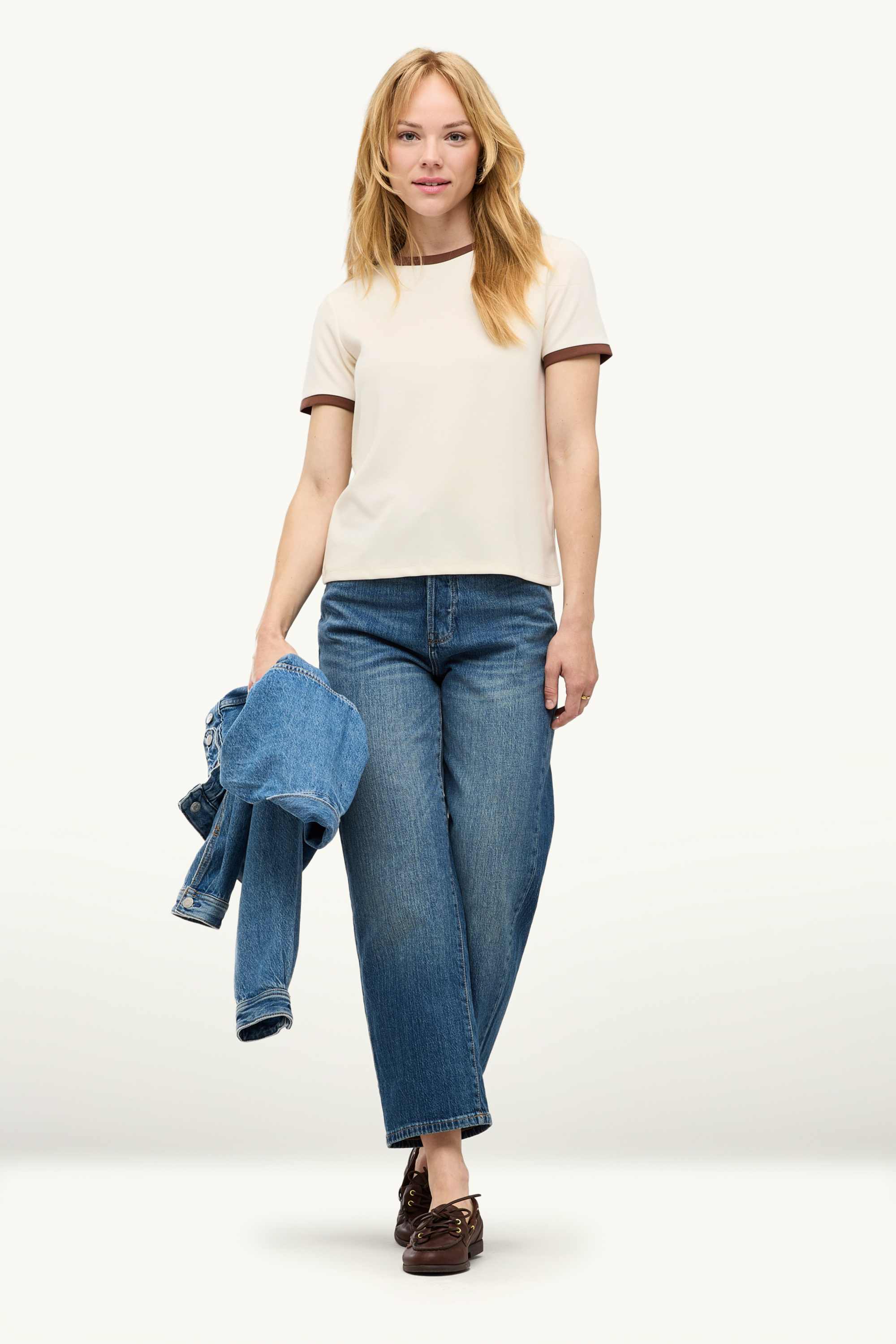 T-shirt - relaxed fit brown / cremewhite