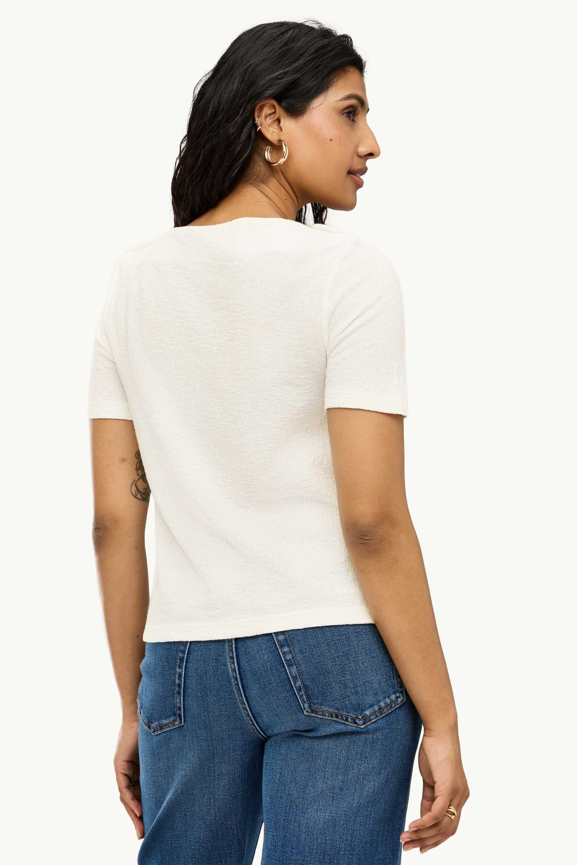 T-shirt - regular fit - smocked white
