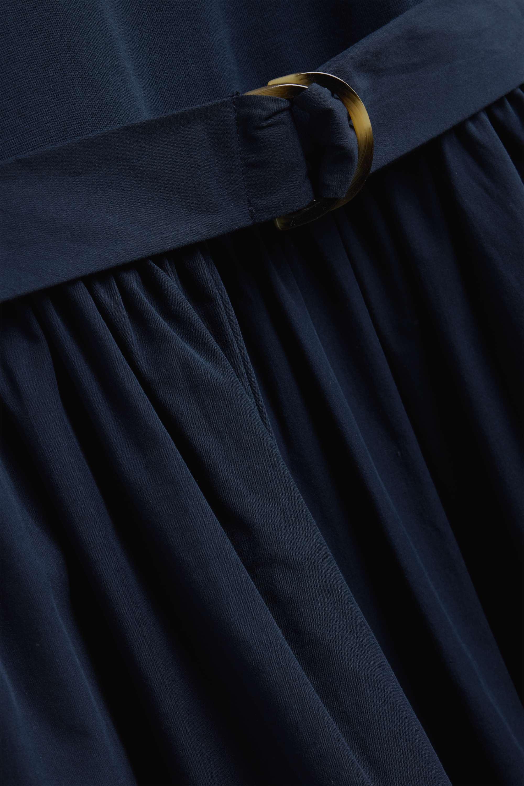 Fit & flare dress with belt dark blue
