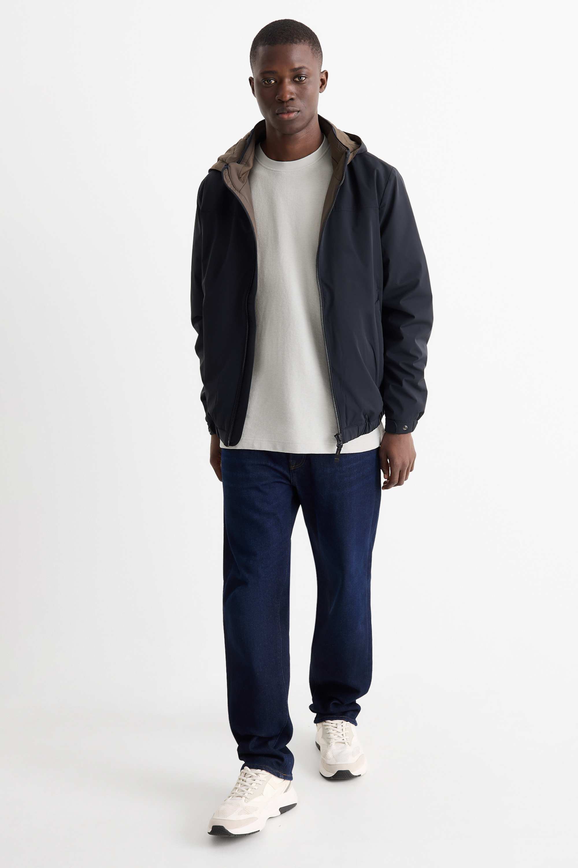 T-shirt - relaxed fit - ribbed light gray