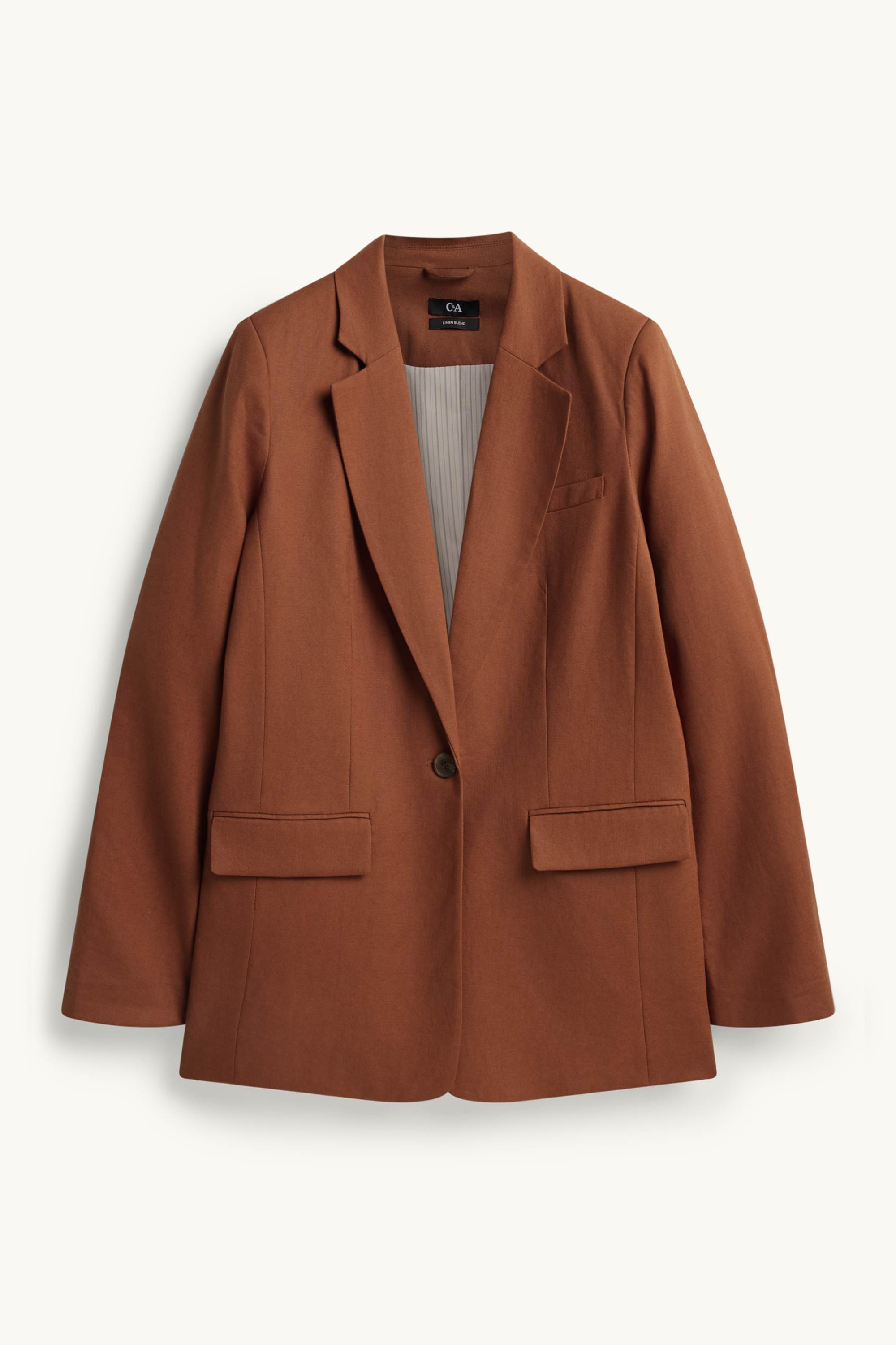 Business blazer with linen content - regular fit brown