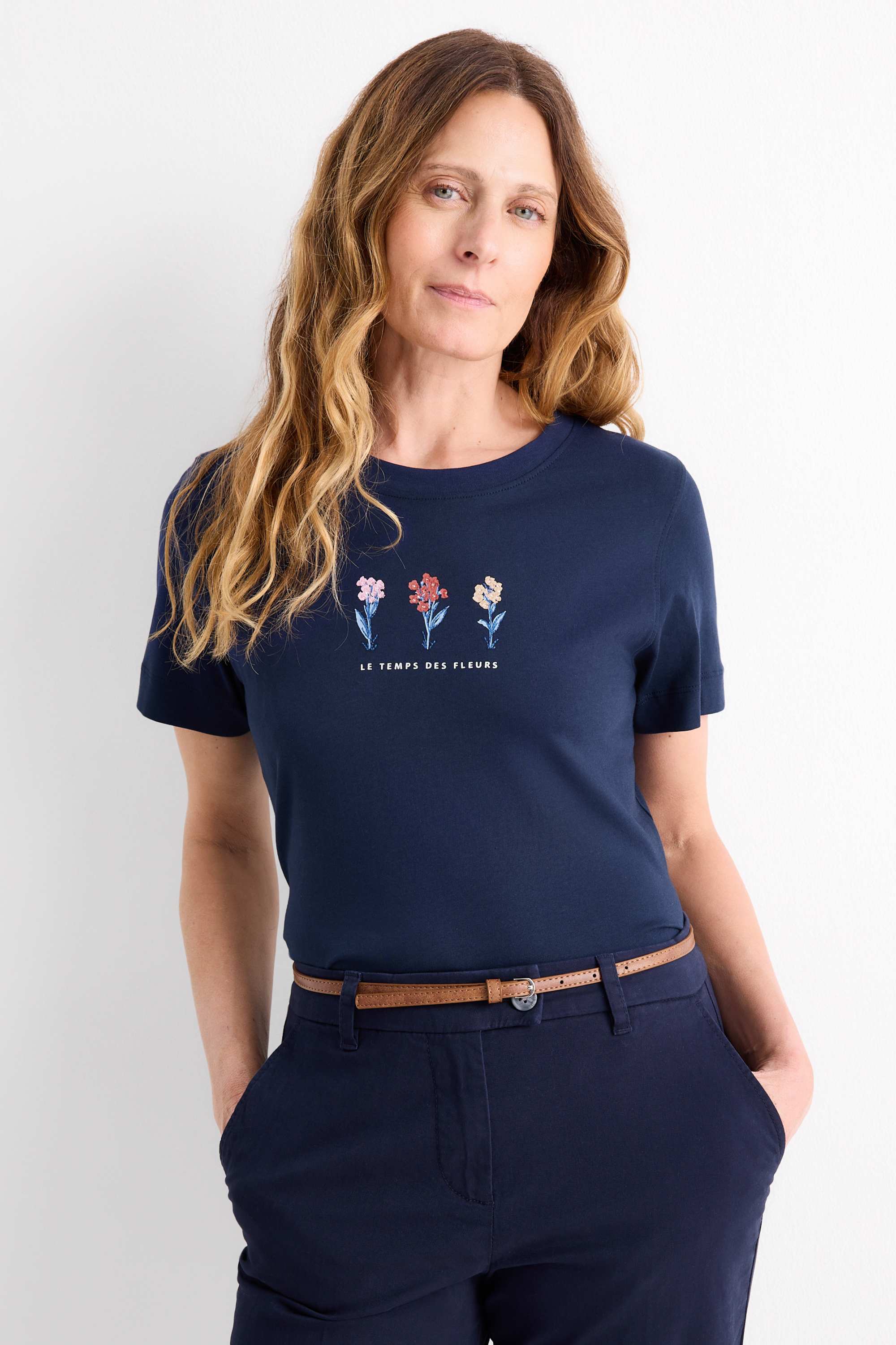 T-shirt - regular fit - shiny dark blue