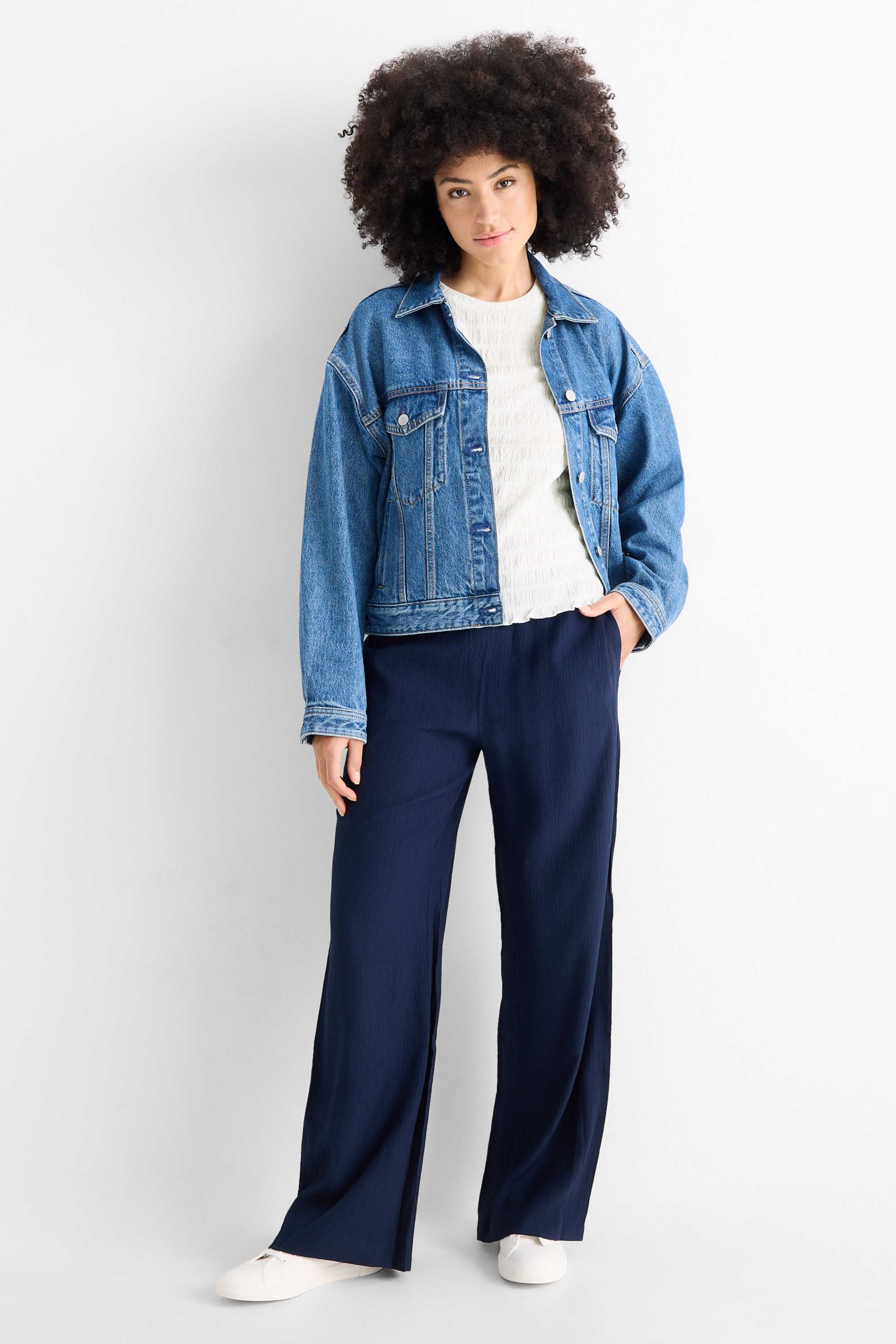 T-shirt - regular fit - smocked cremewhite