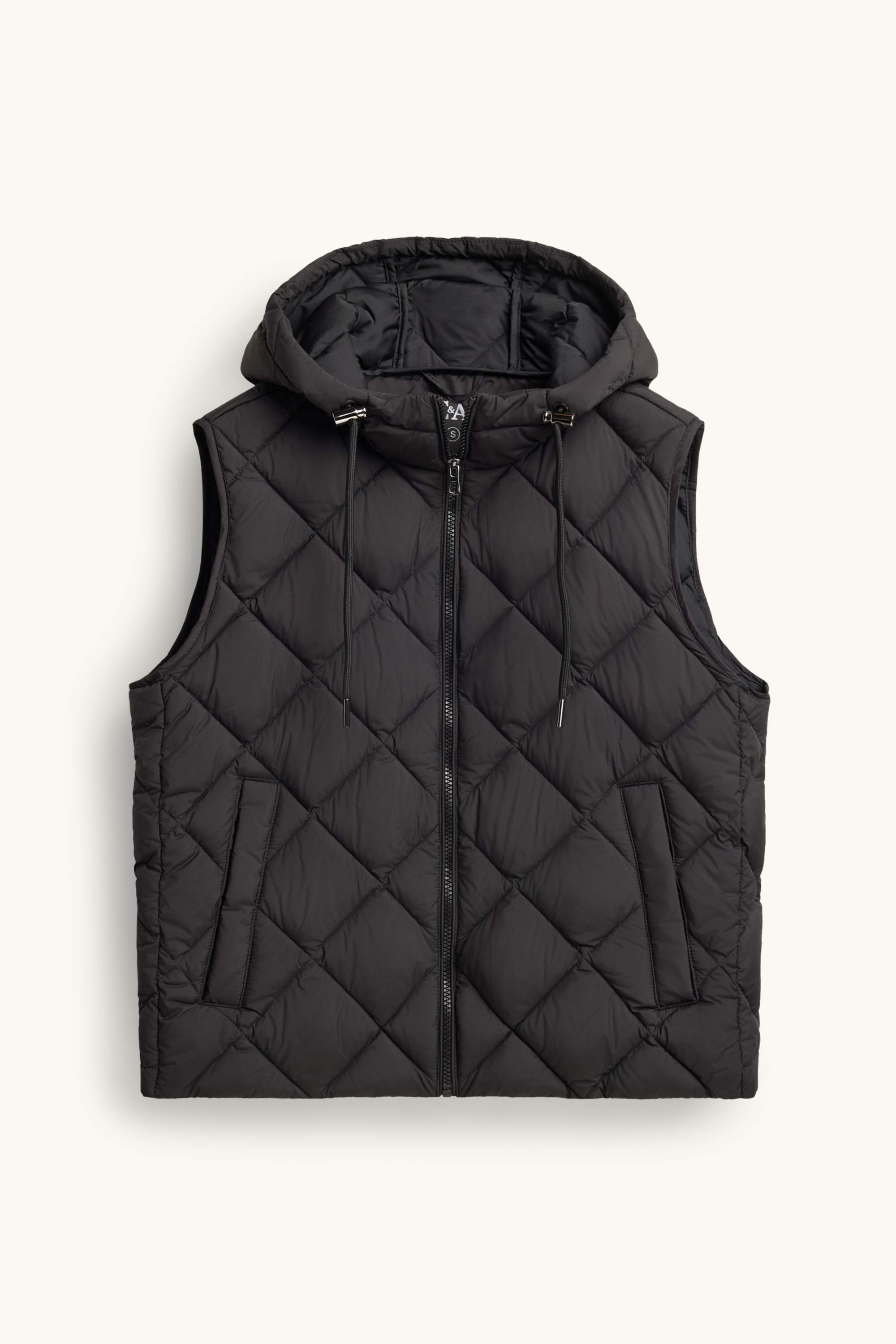 Quilted gilet with hood - water-repellent black
