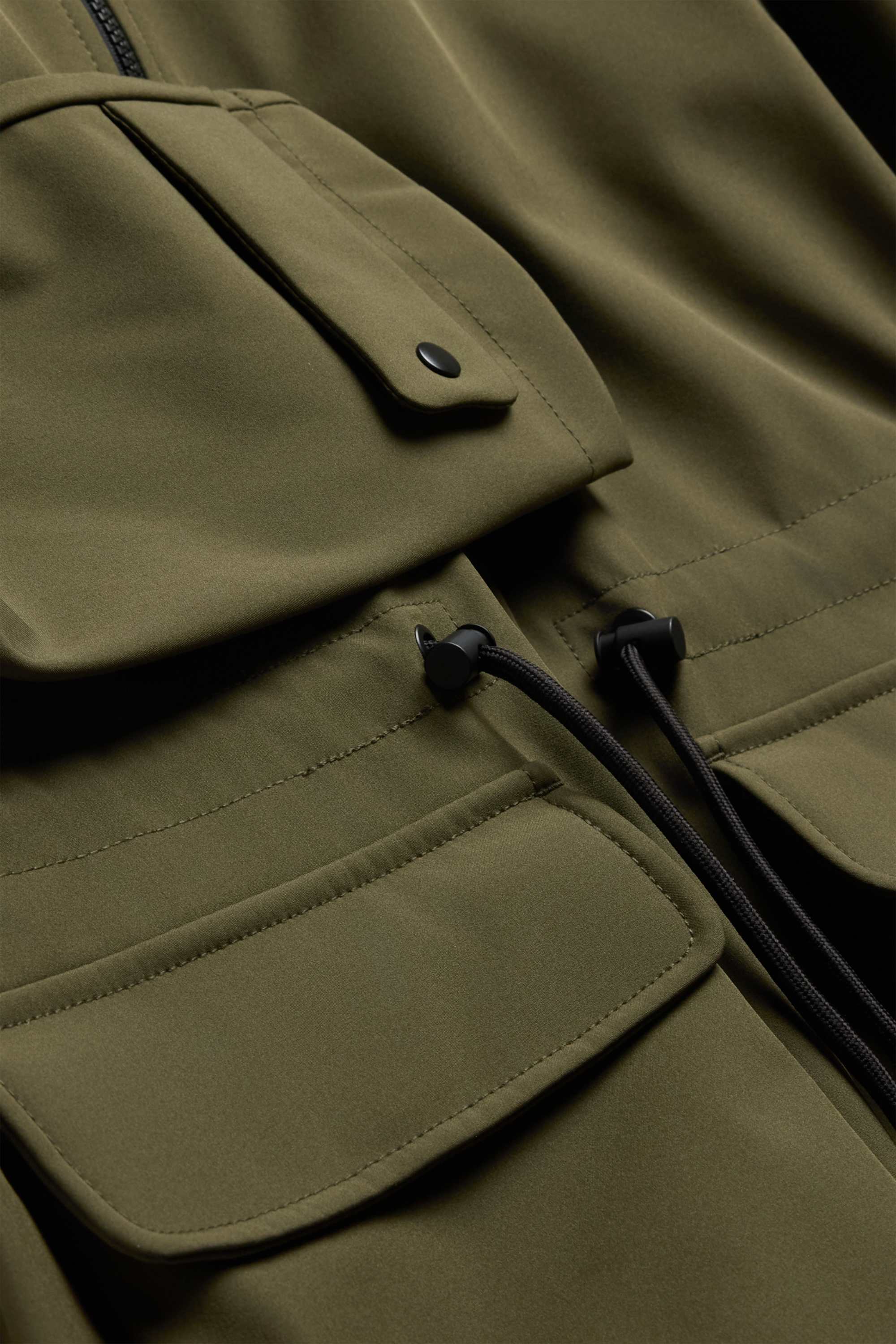 Softshell jacket with hood - water-repellent - 4 Way Stretch dark green