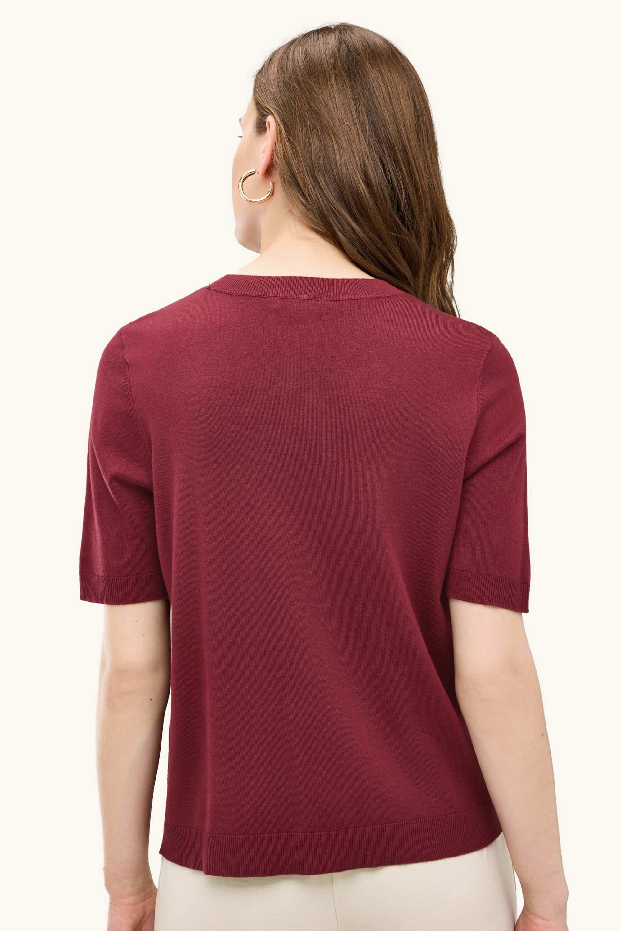 Knitted jumper - short sleeve red