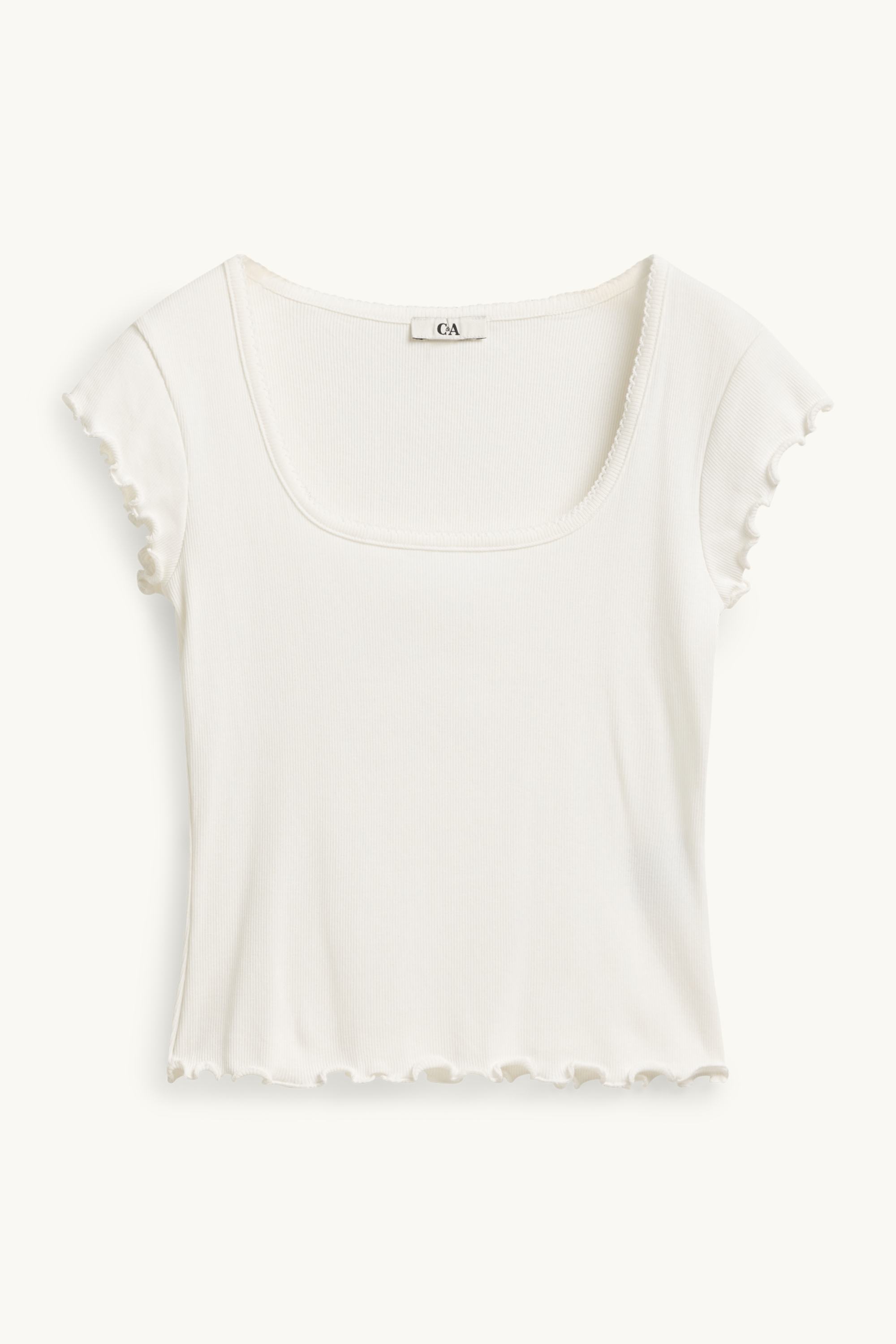 T-shirt - slim fit - ribbed white