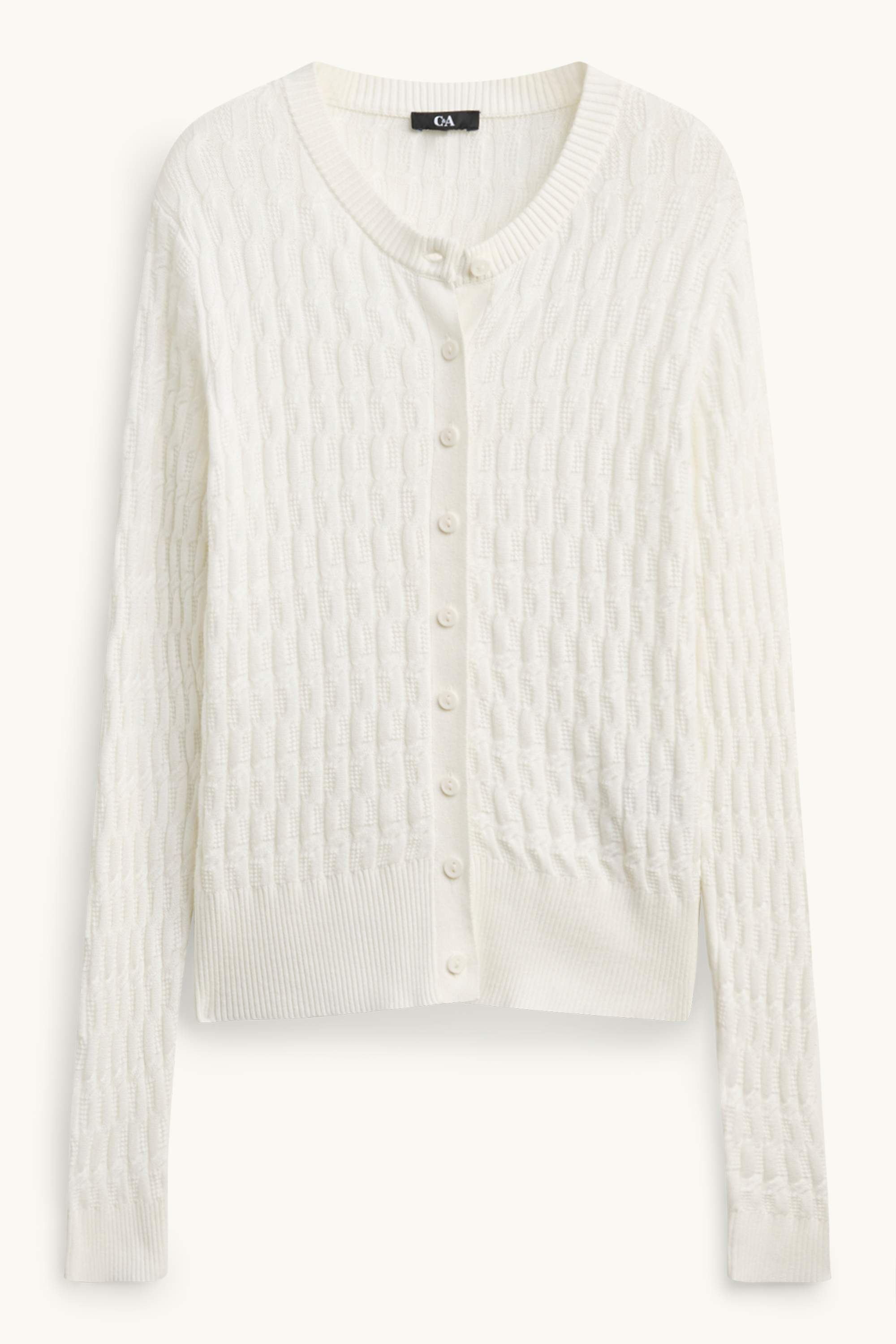Cardigan - cable knit pattern white