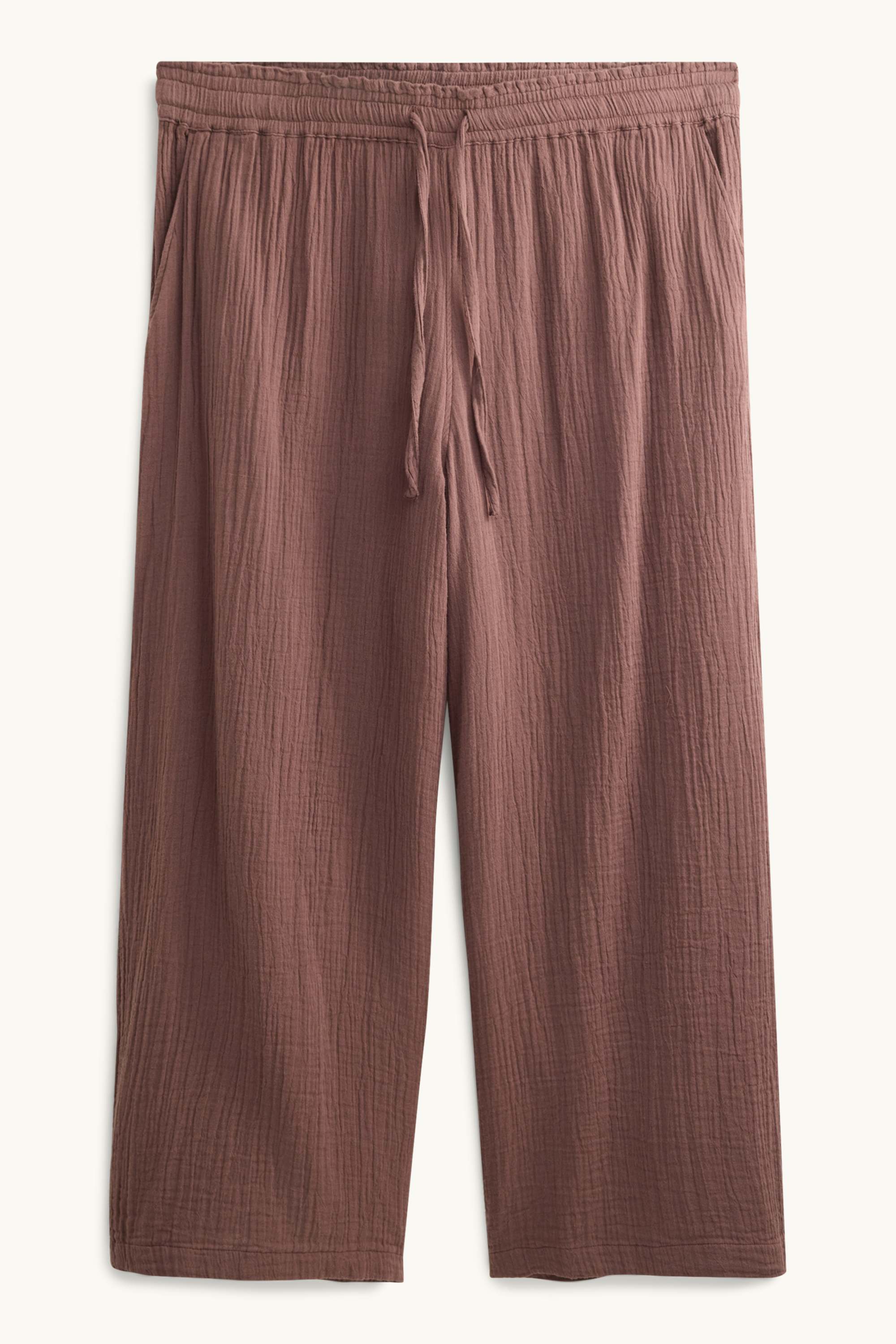 Cloth trousers - mid-rise waist - wide leg brown