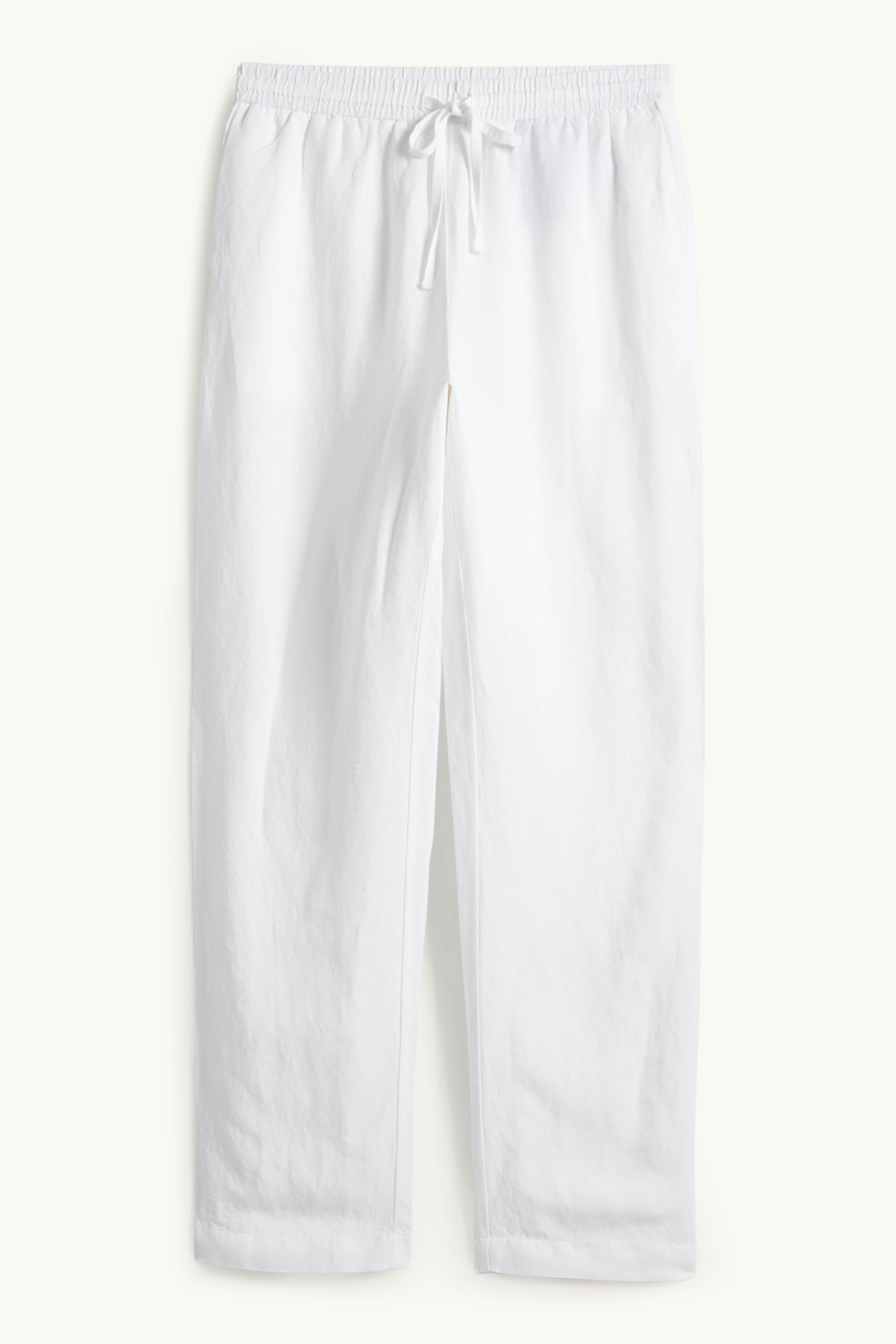 Cloth trousers - mid-rise waist - tapered fit - linen blend white