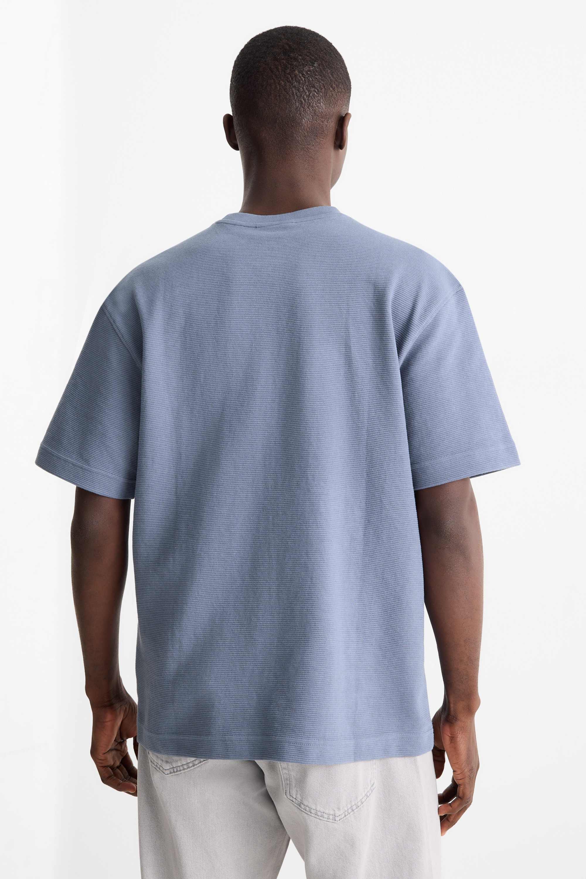 T-shirt - relaxed fit - ribbed dark blue