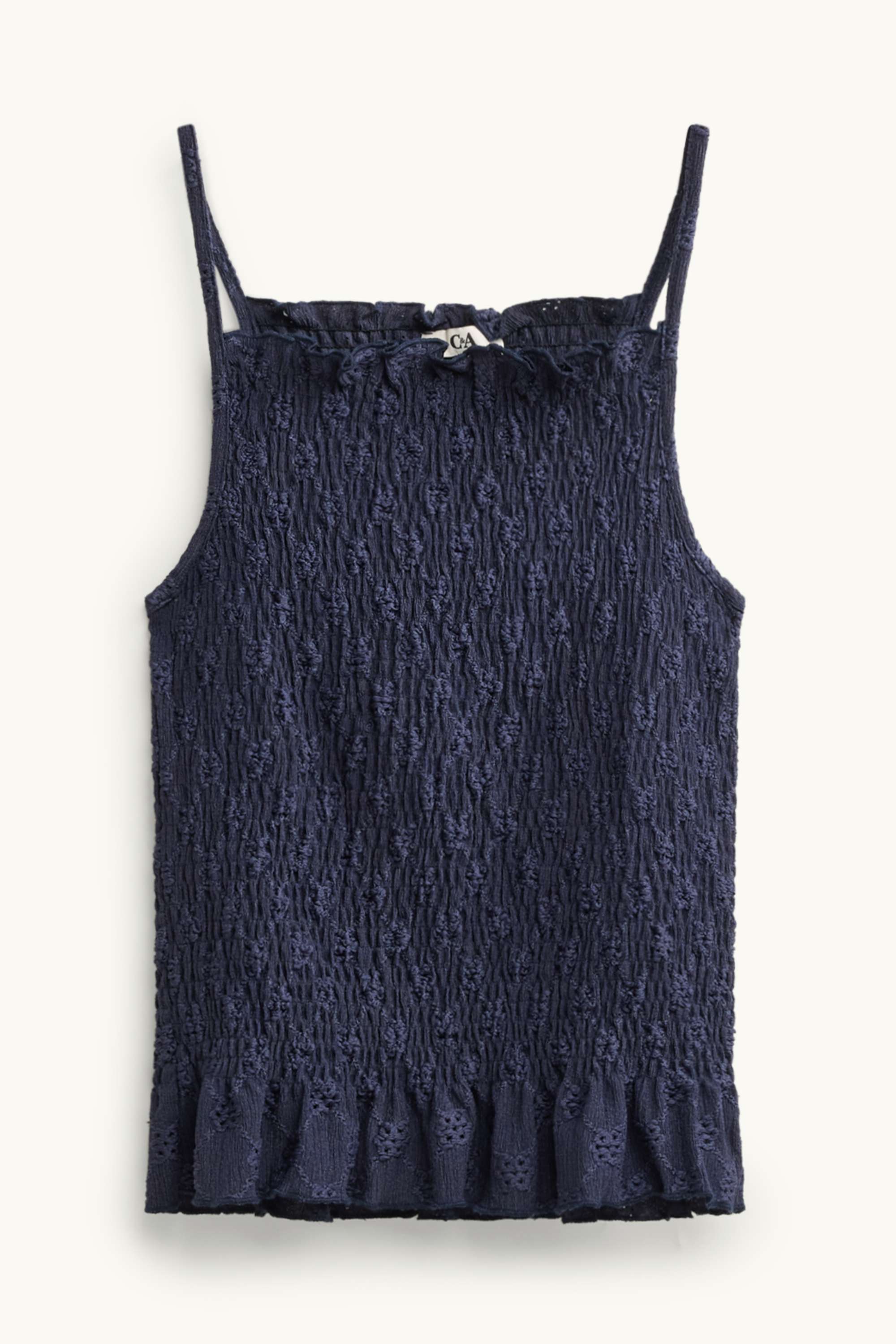 Top - smocked - broderie anglaise dark blue