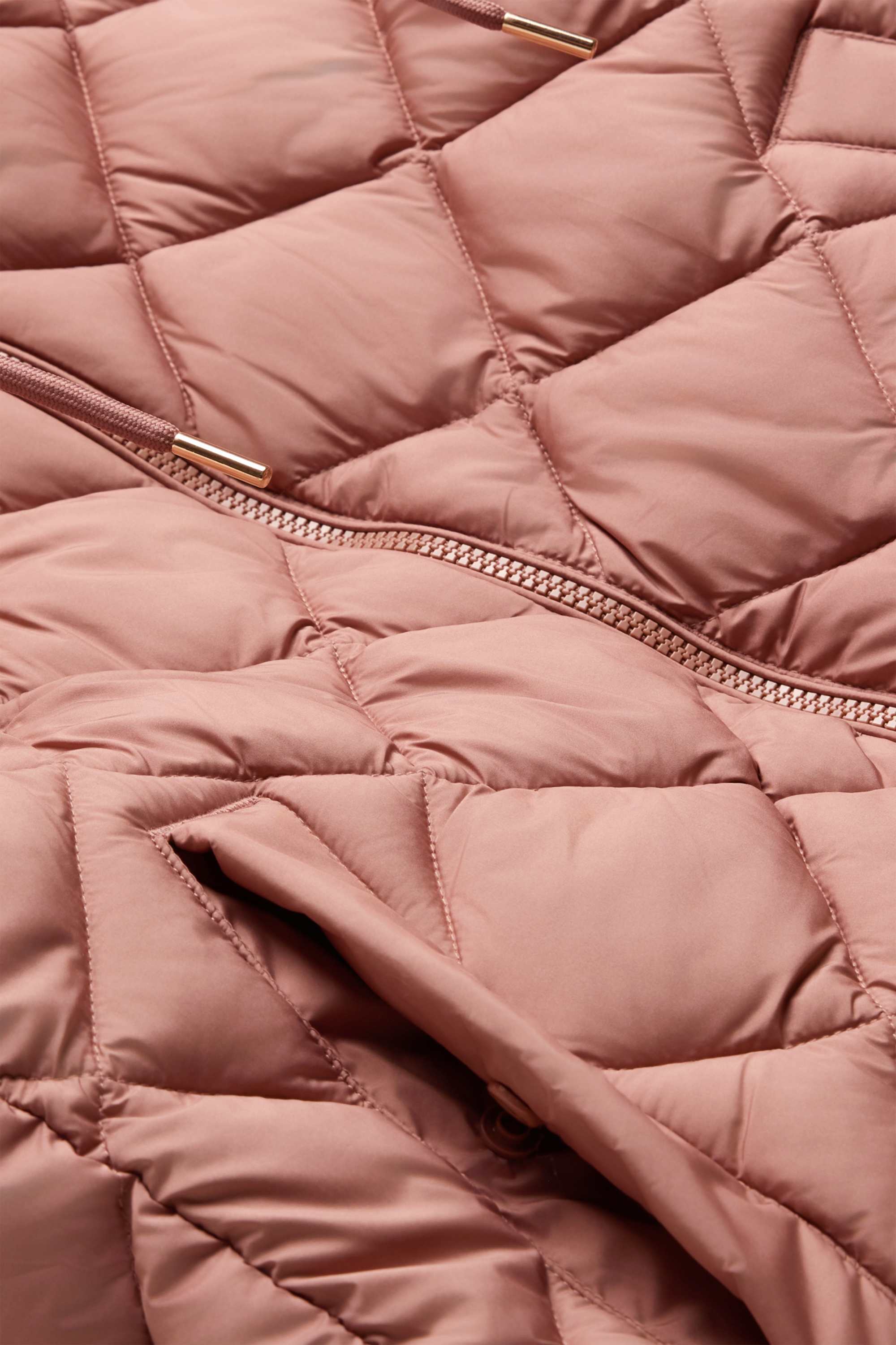 Quilted gilet with hood - water-repellent dark rose