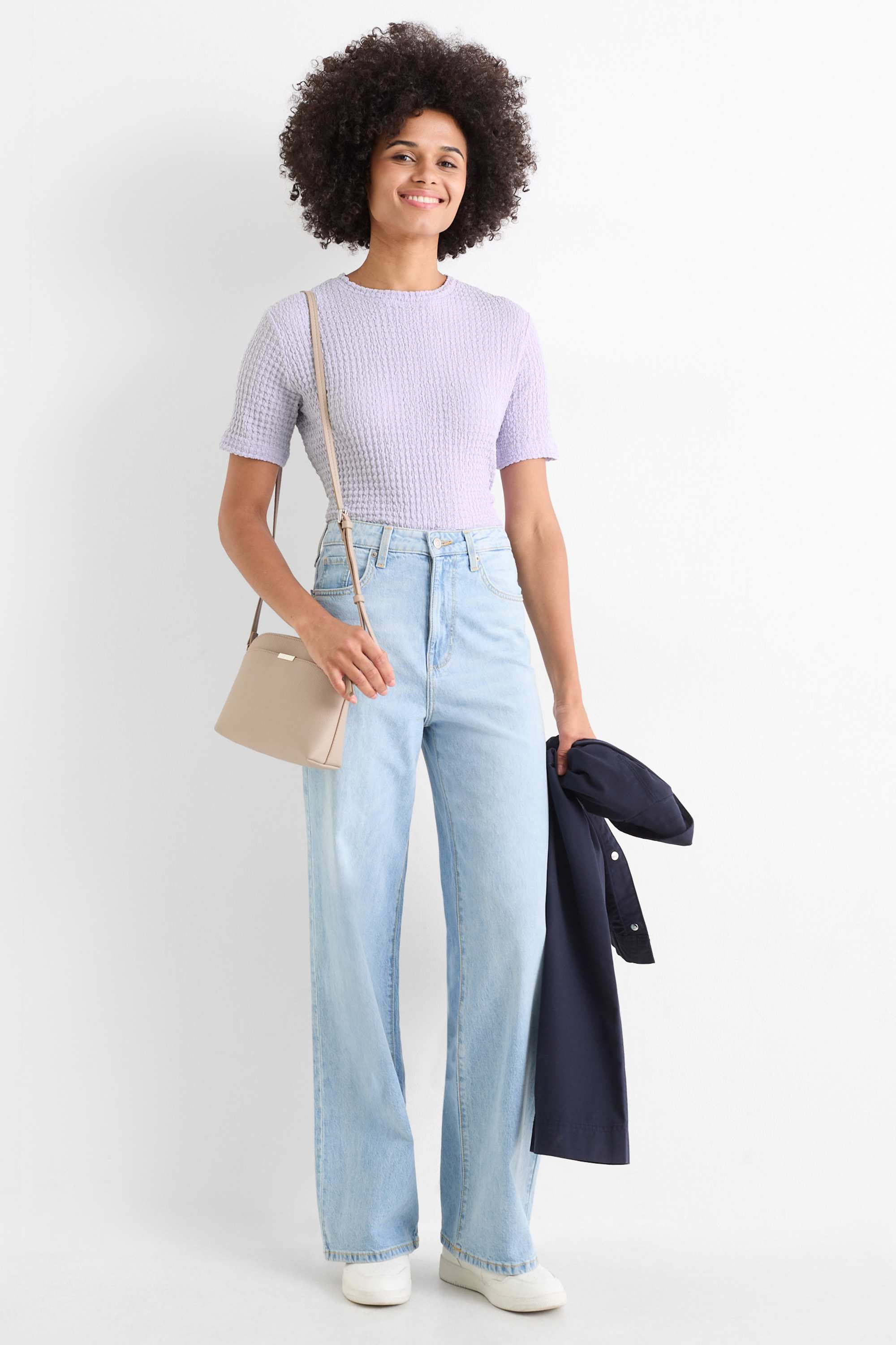 T-shirt - regular fit - textured light violet