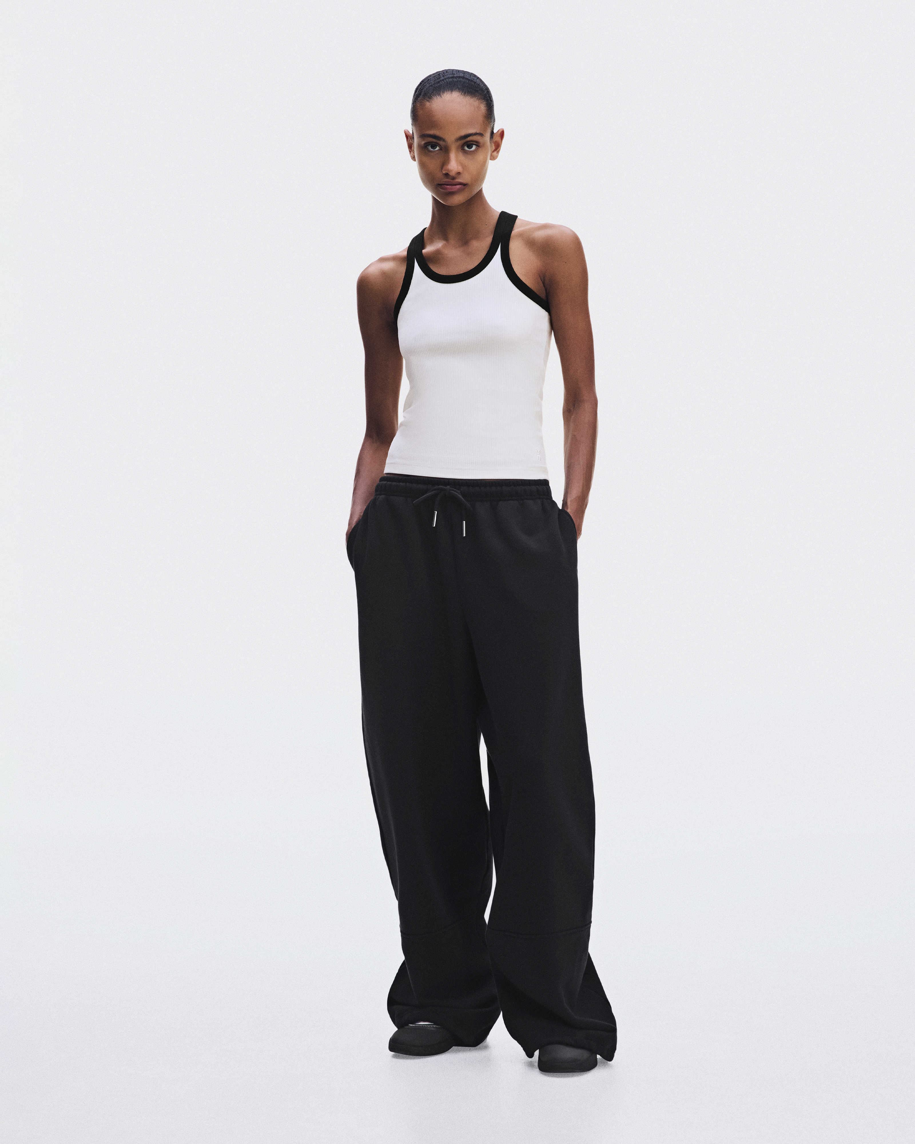 All-Day Ribbed Tank - Ivory | Black