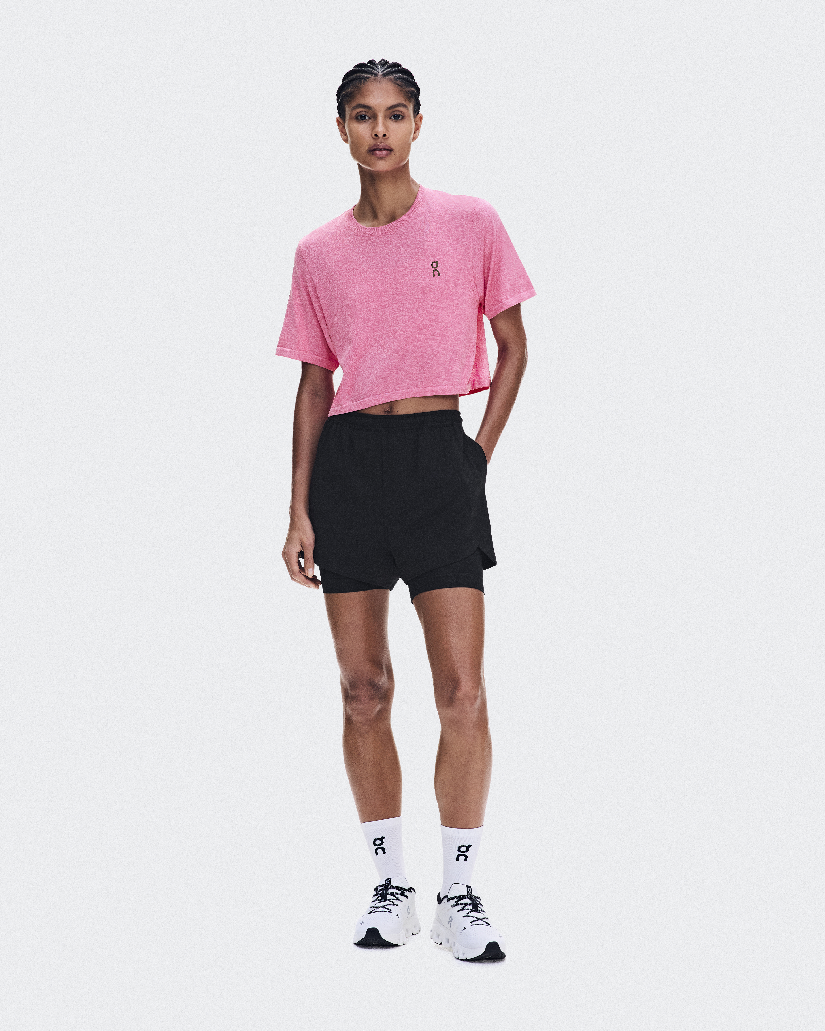 Train Flex-T Crop - Bubblegum Heather