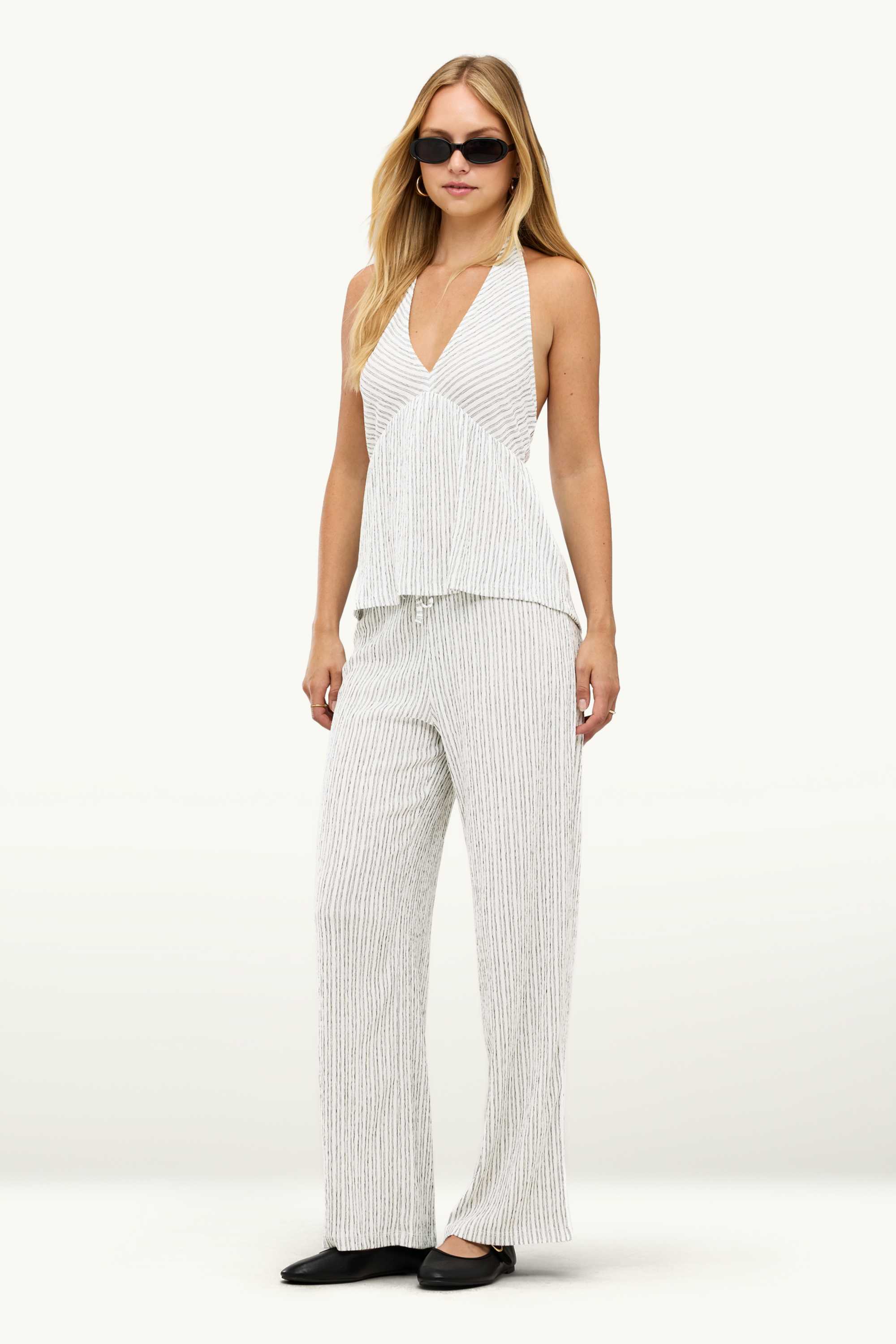 Top - striped white / black
