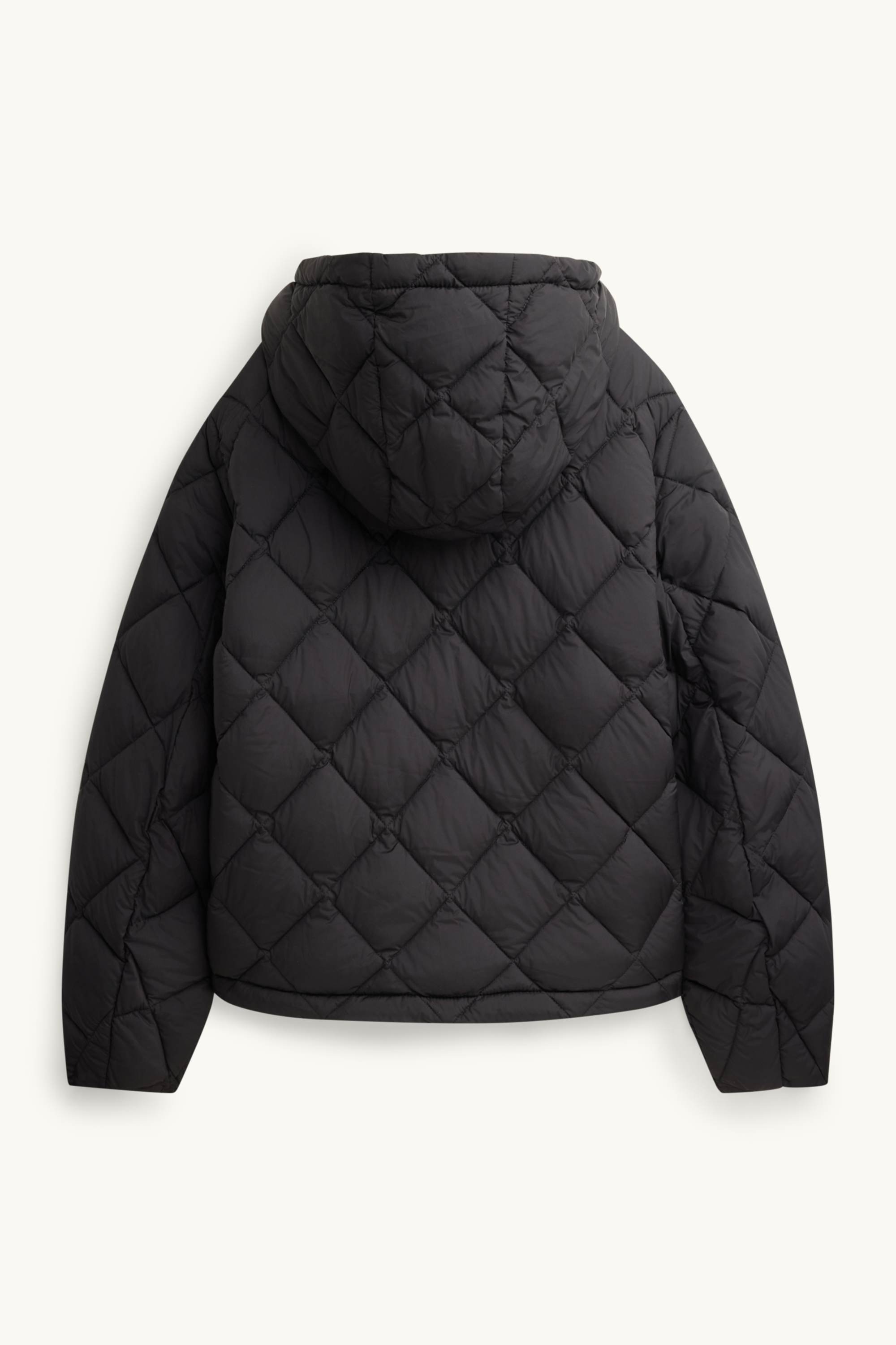Quilted jacket with hood - water-repellent black
