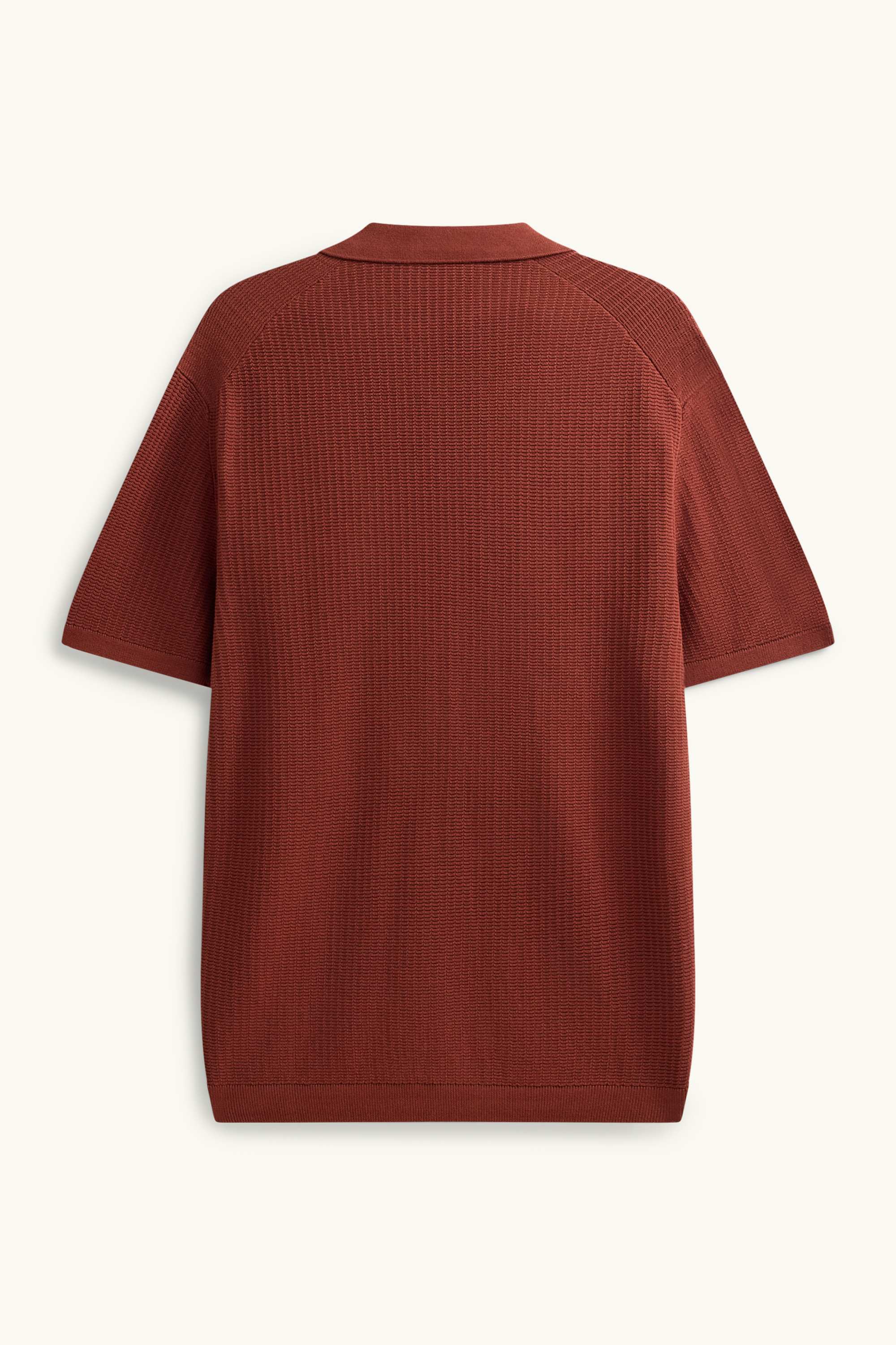 Knitted polo shirt - relaxed fit - textured brown