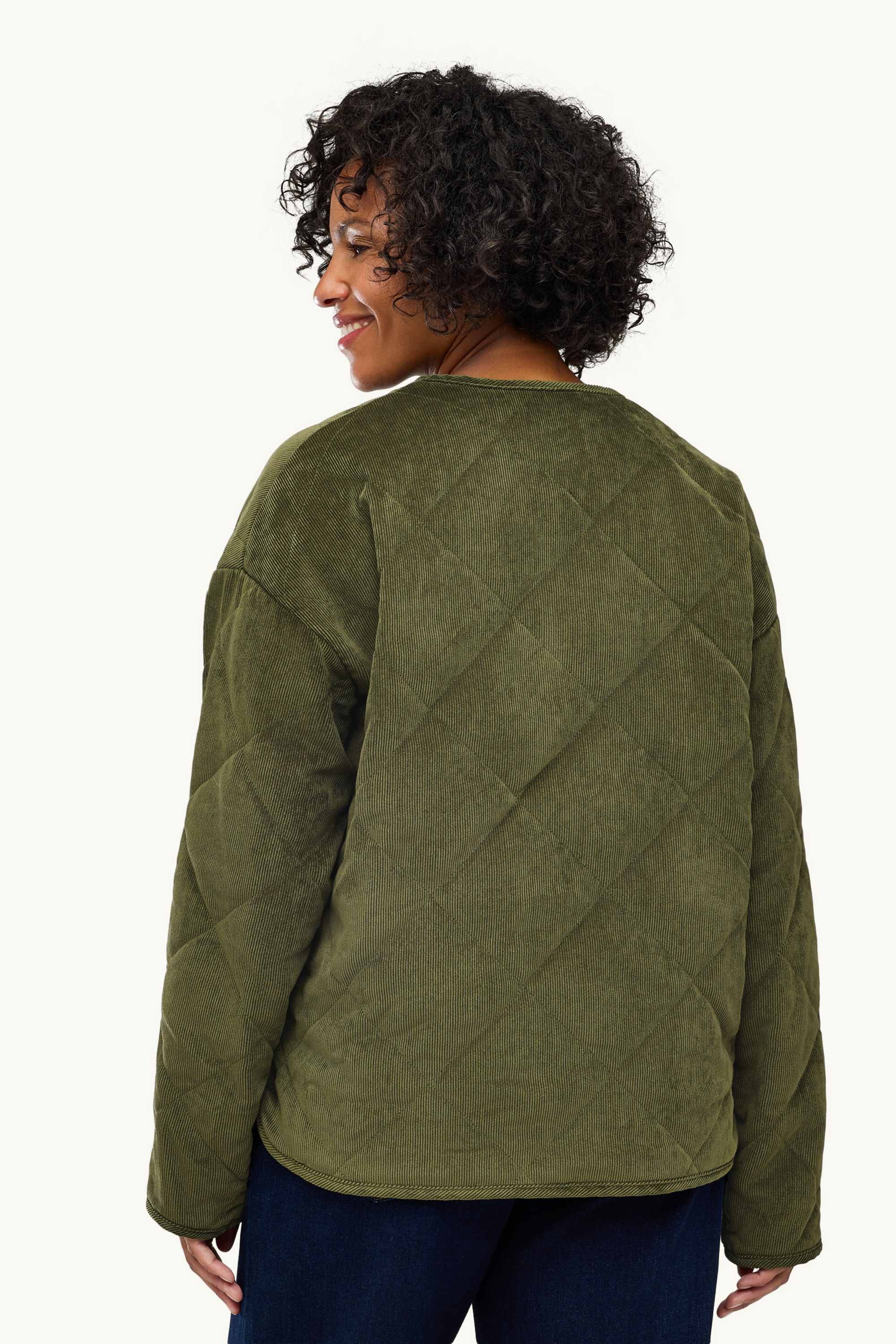 Corduroy quilted jacket dark green