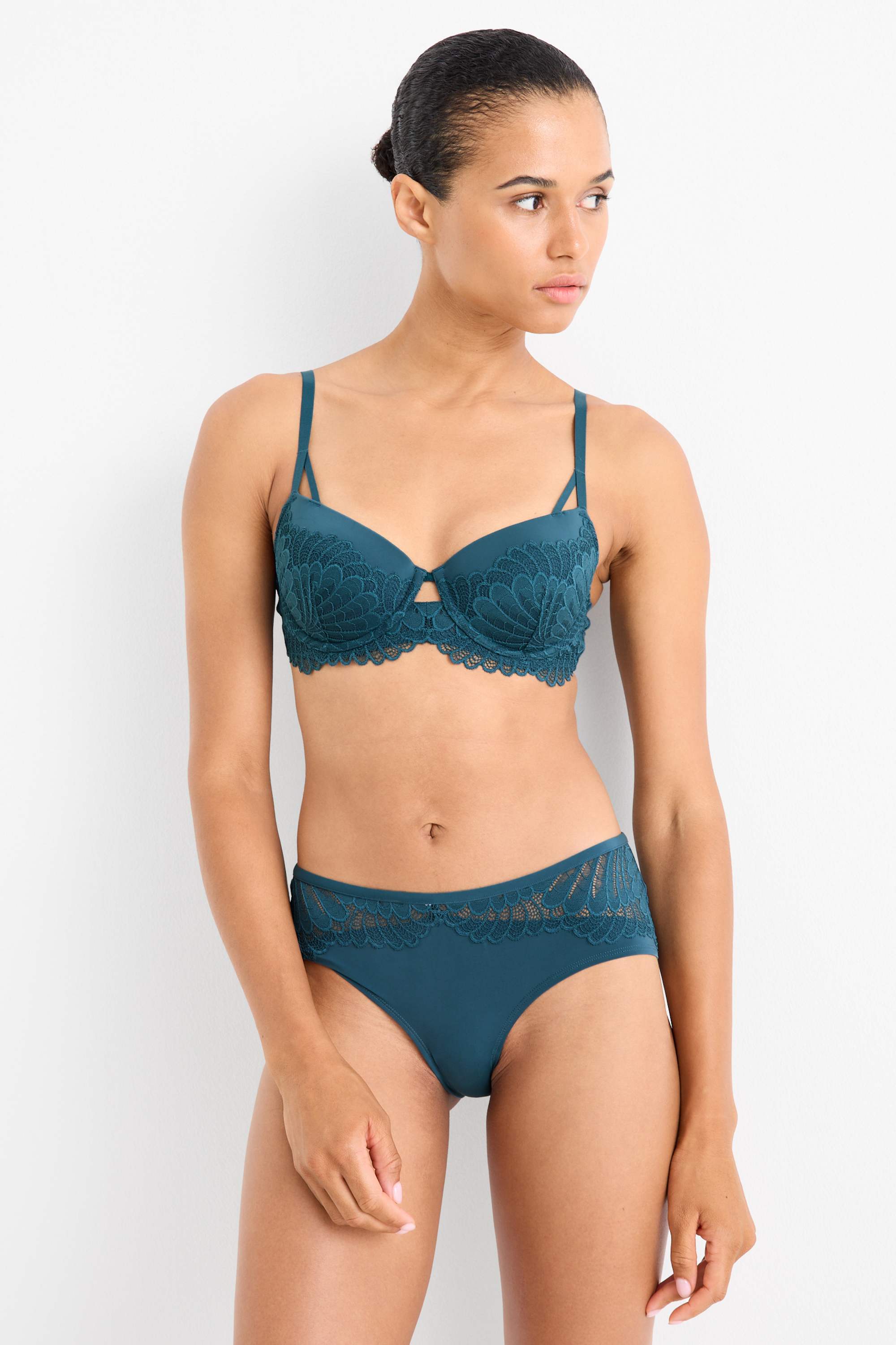 Underwire bra - DEMI - padded dark green