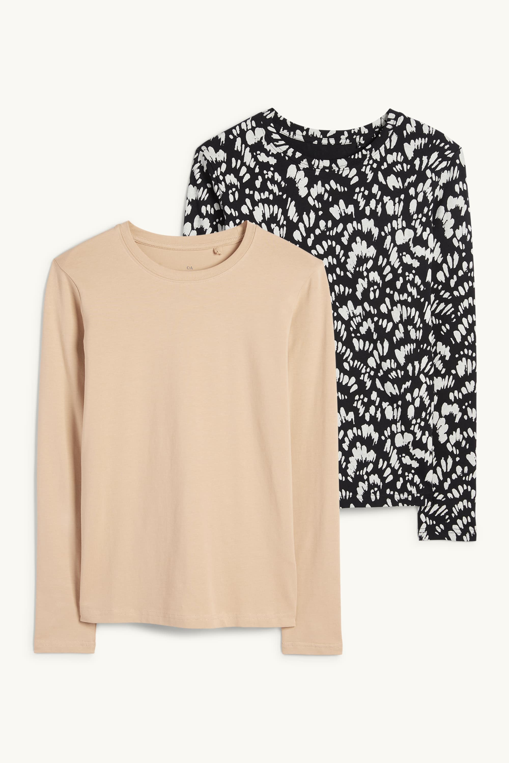 Multipack of 2 - long sleeve top black / beige